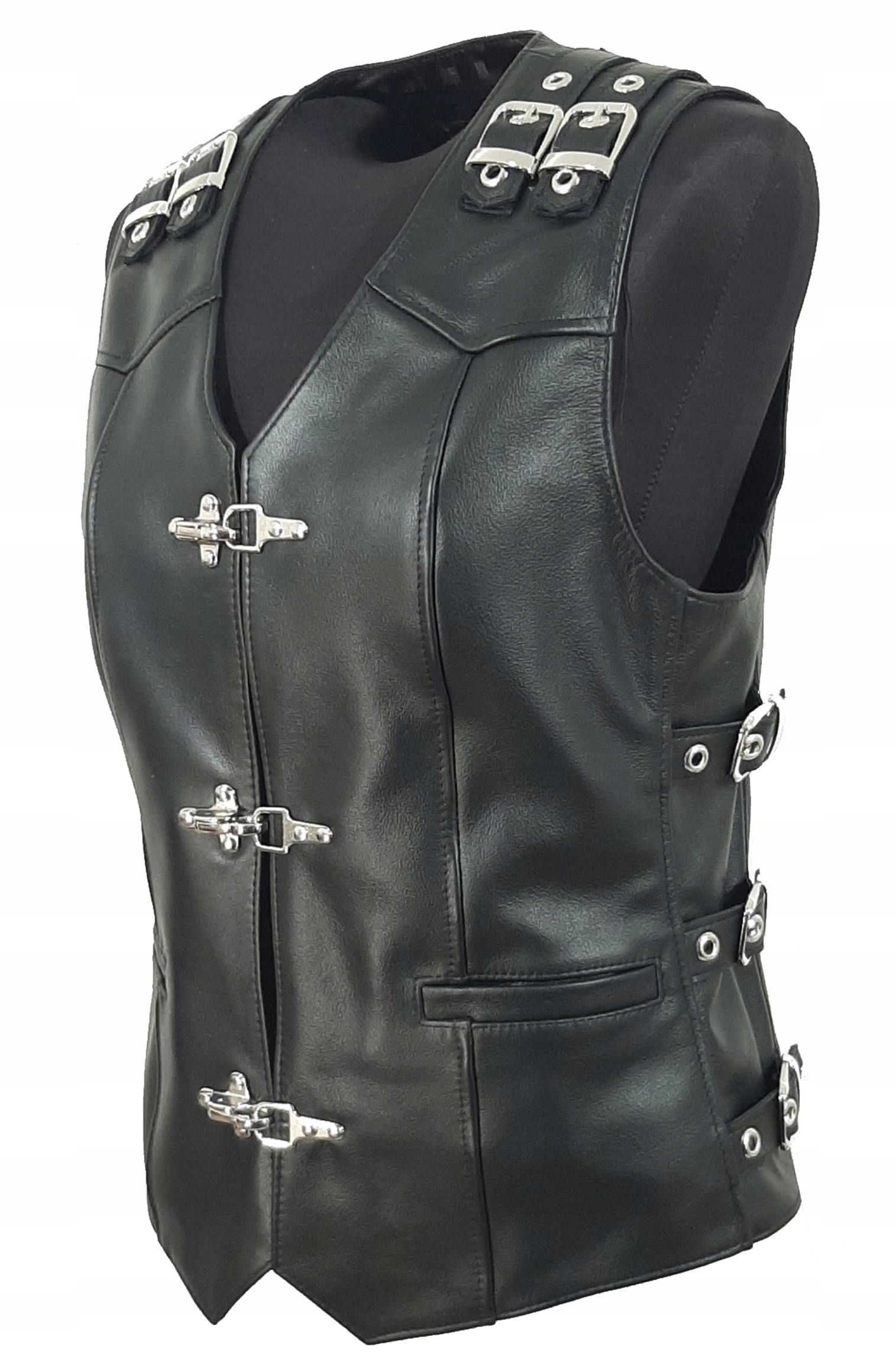 DAMSKA SKÓRZANA Kamizelka CHOPPER SPORT Klamry NR1 Wzór dominujący bez wzoru