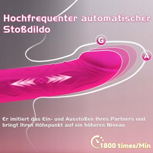 BUDOLI Wibrator Dildo Z Funkcją Pchnięć 2w1 Punkt G Silikon 10 Trybów — miniatura 2