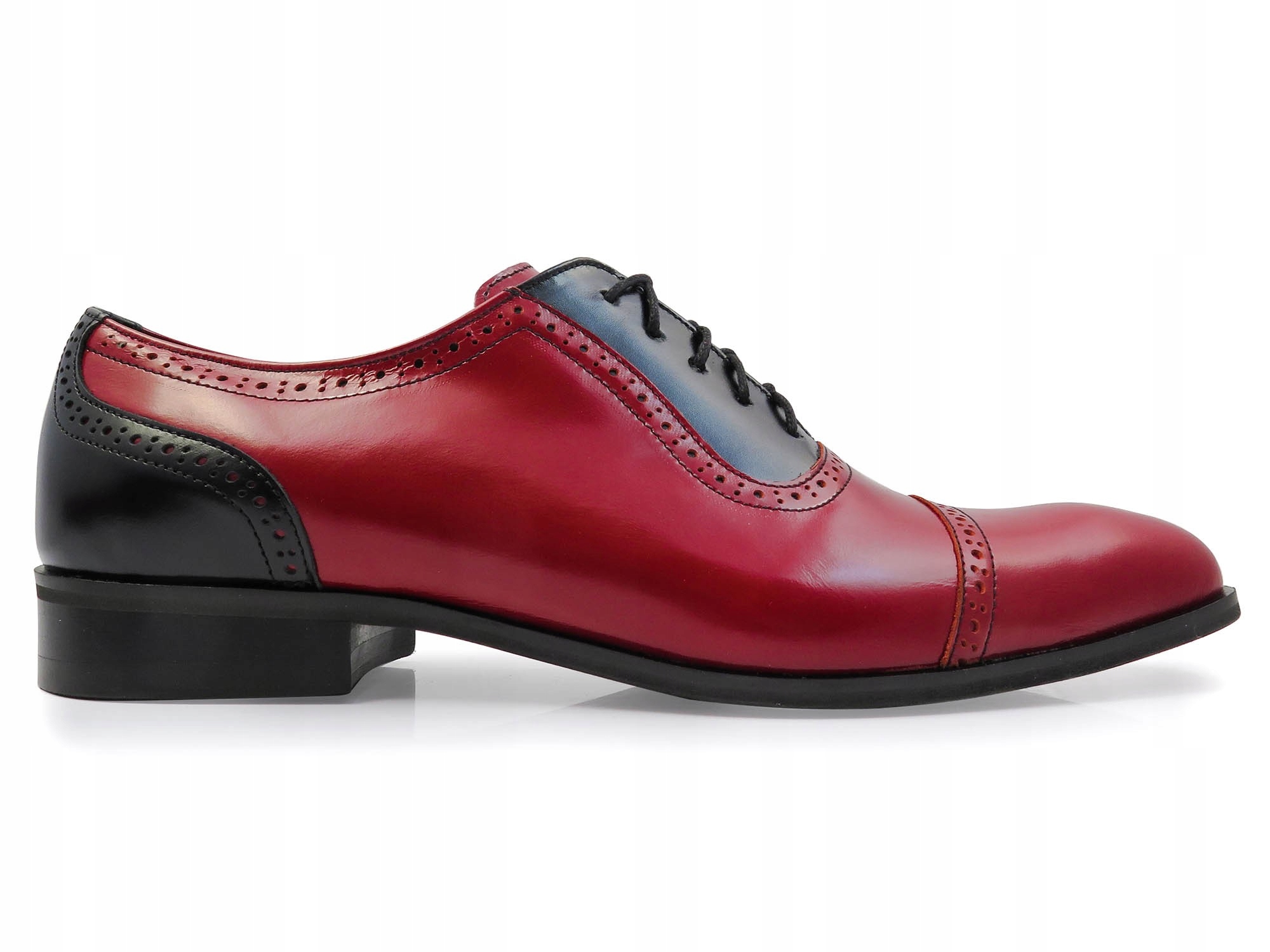 Czerwono-czarne buty męskie Modini caponki T115 46