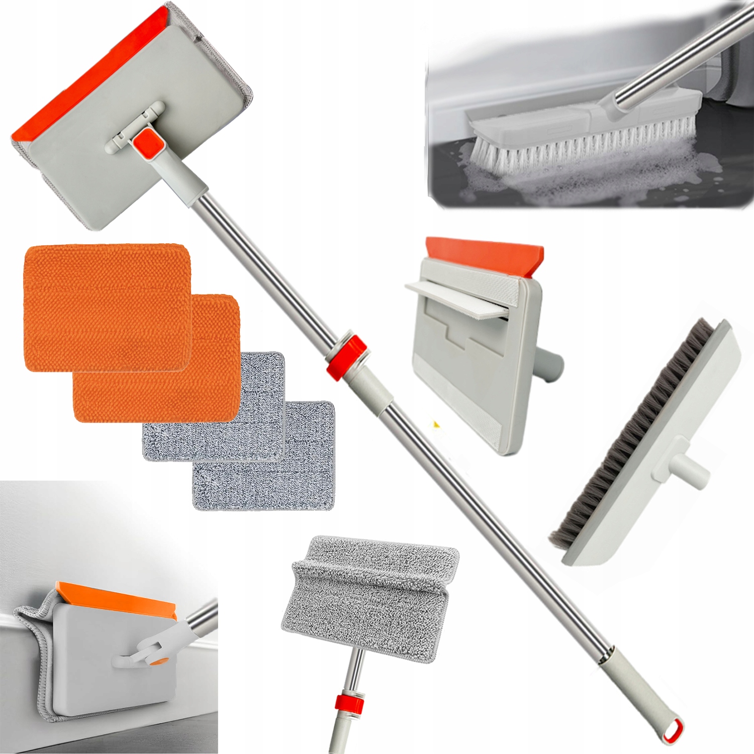 Levně Myjka Mop Do Listwy Przypodłogowe Szyb Szczotka Do Podłogi Teleskopowya 3w1