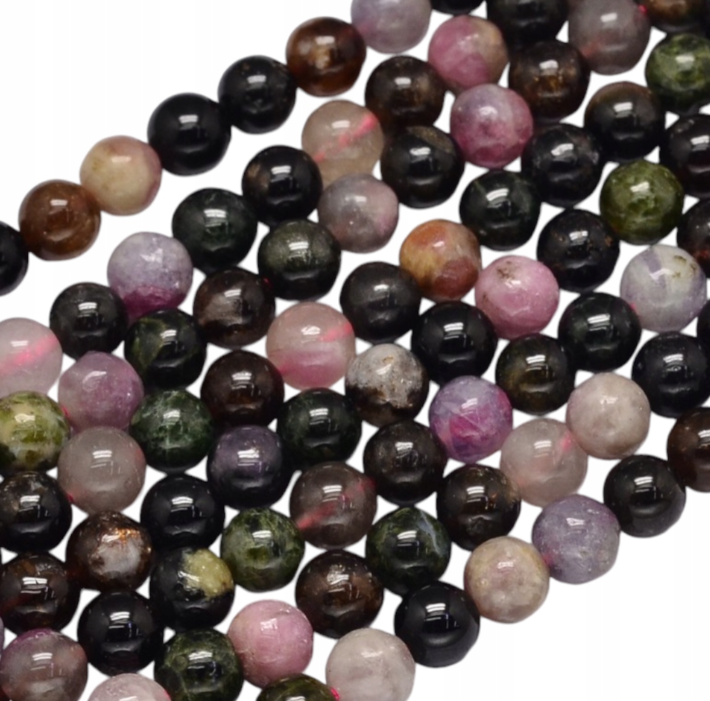 Přírodní Turmalín Kameny Kámen Korálky Koule 6mm Šňůra cca 60ks