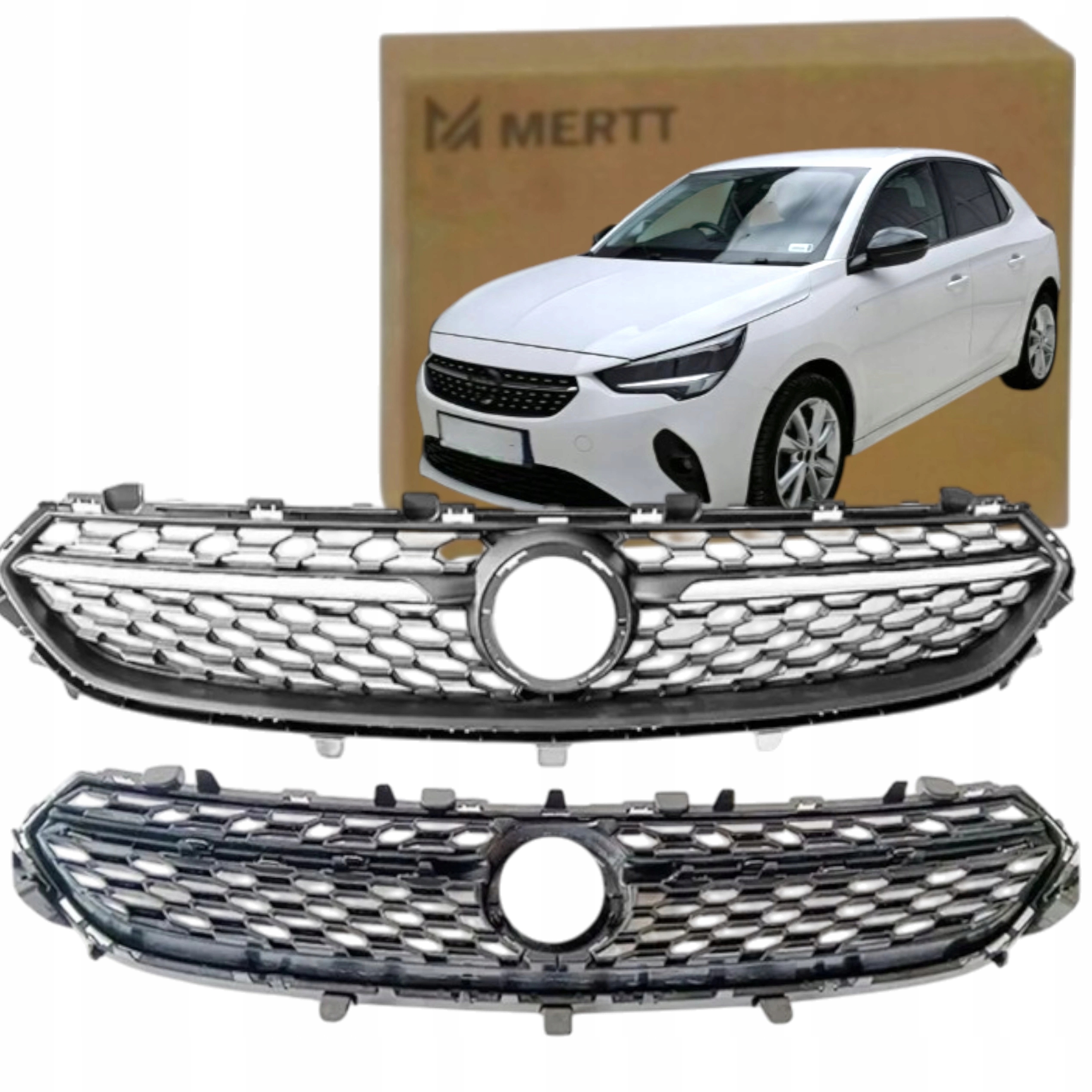 Opel Corsa F 2019- Grill Atrapa Přední mřížka s lištami chrom 9829474480