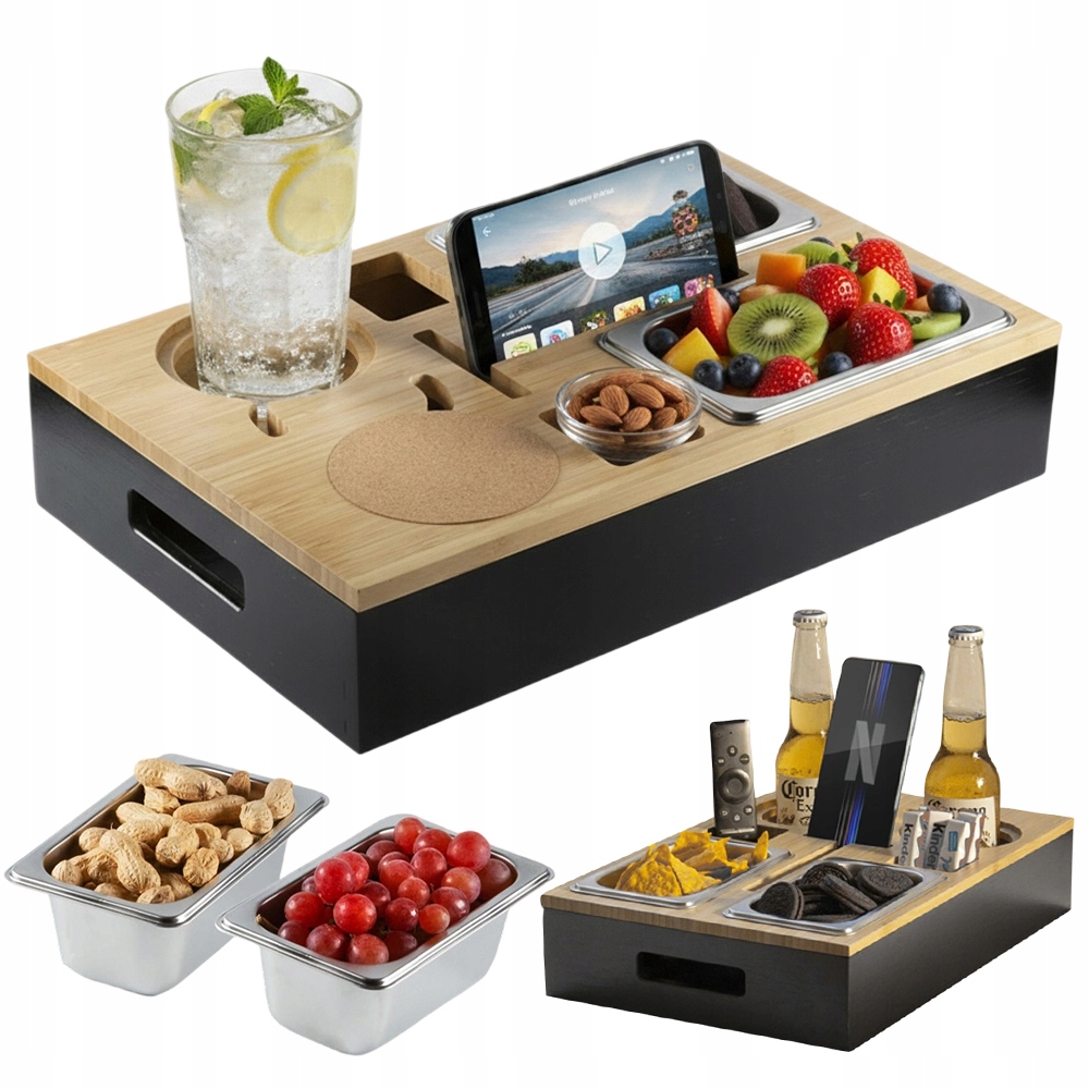 Bambusový Organizér S Magnetickým Víkem A Držákem Na Telefon Pro Bar