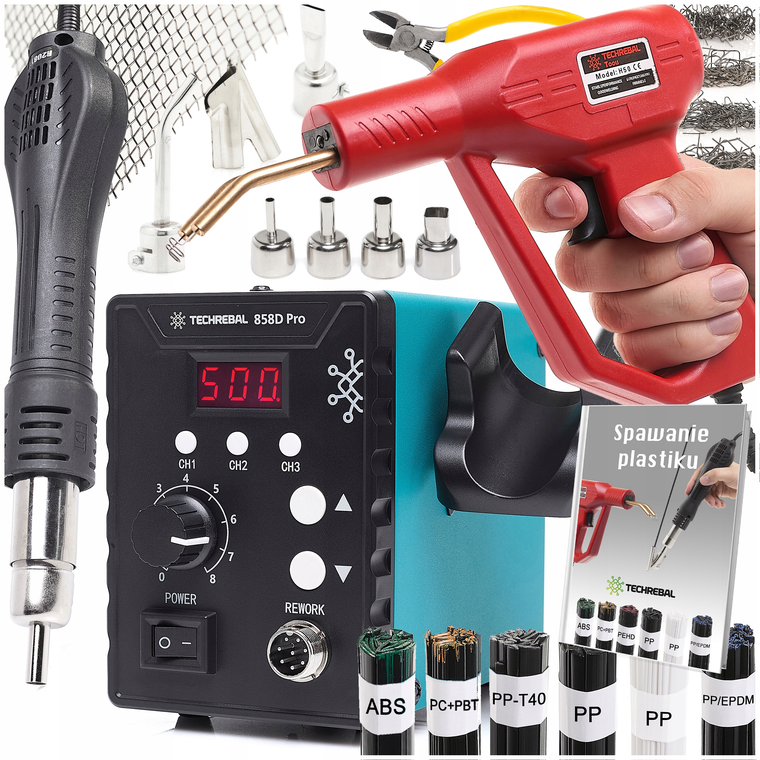 Svařovač Plastů Horkovzdušná pájecí stanice Techrebal 858D Pro sešívačka