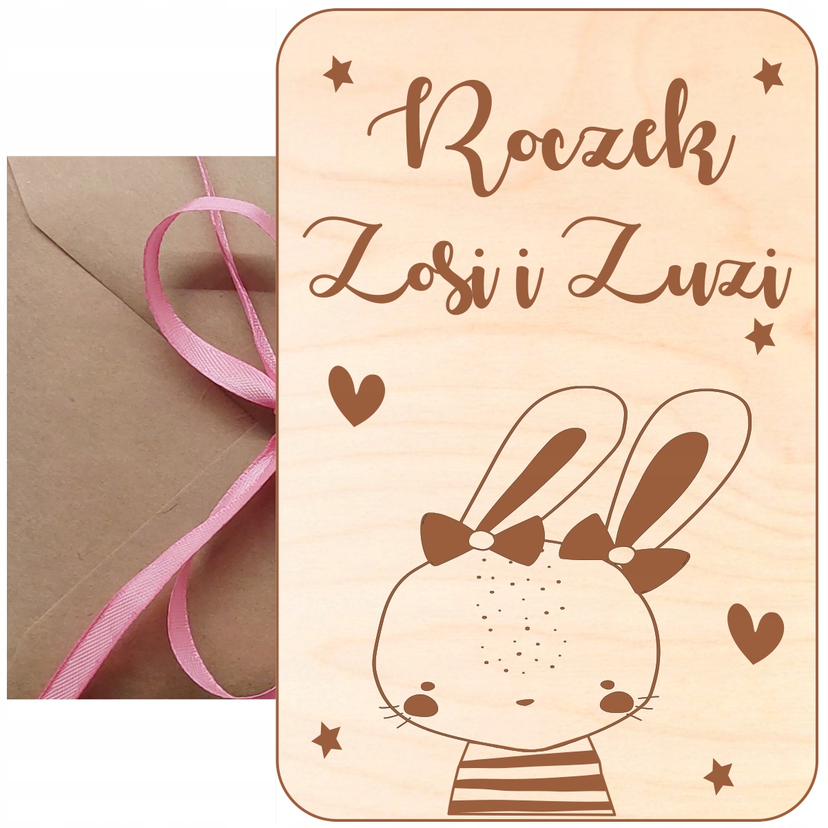 Dřevěná Kartička Na Narozeniny Přání Pro Dvojčata