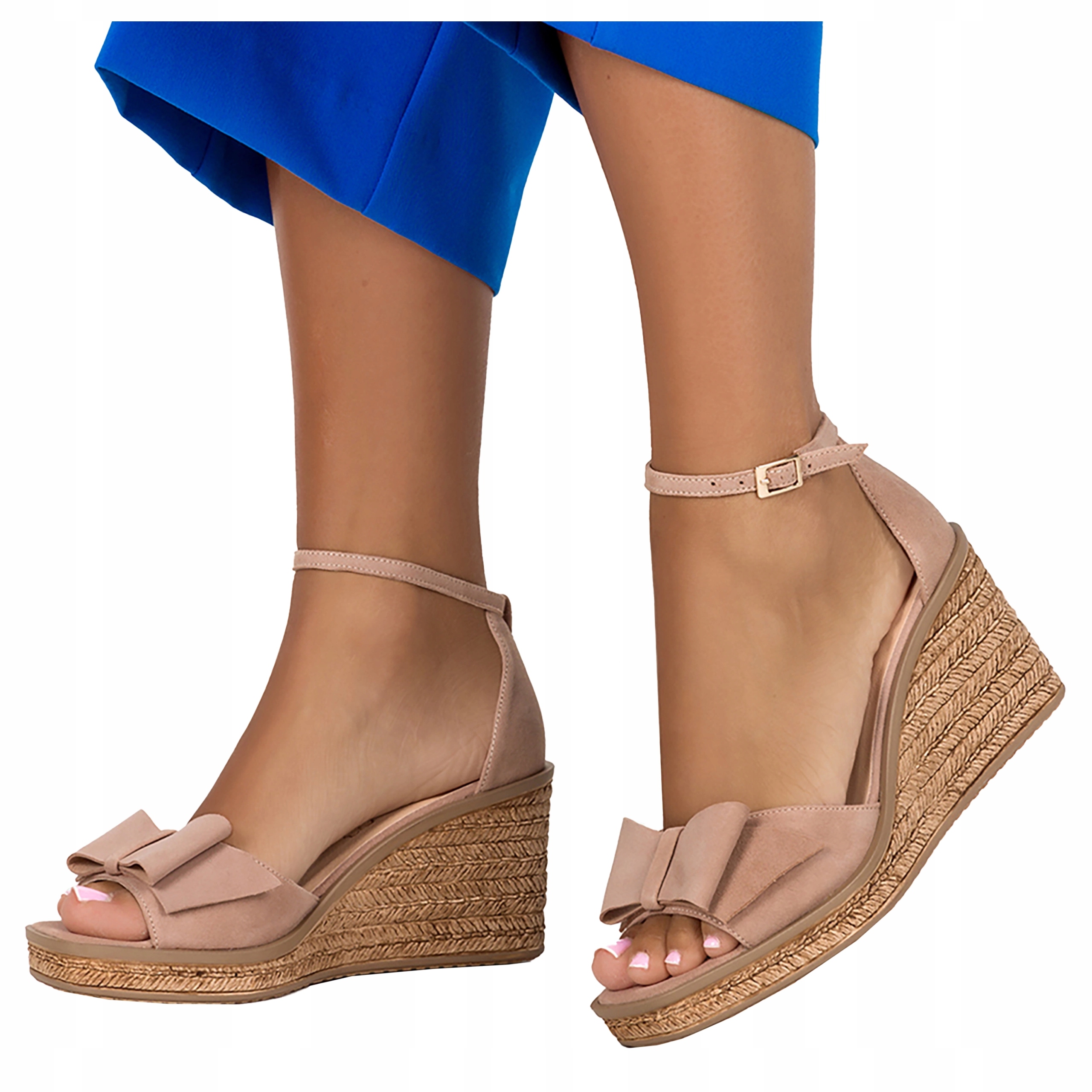 Kožené Sandály Dámské Pohodlné Na Koturně Espadryle Produkt Polský vel. 37