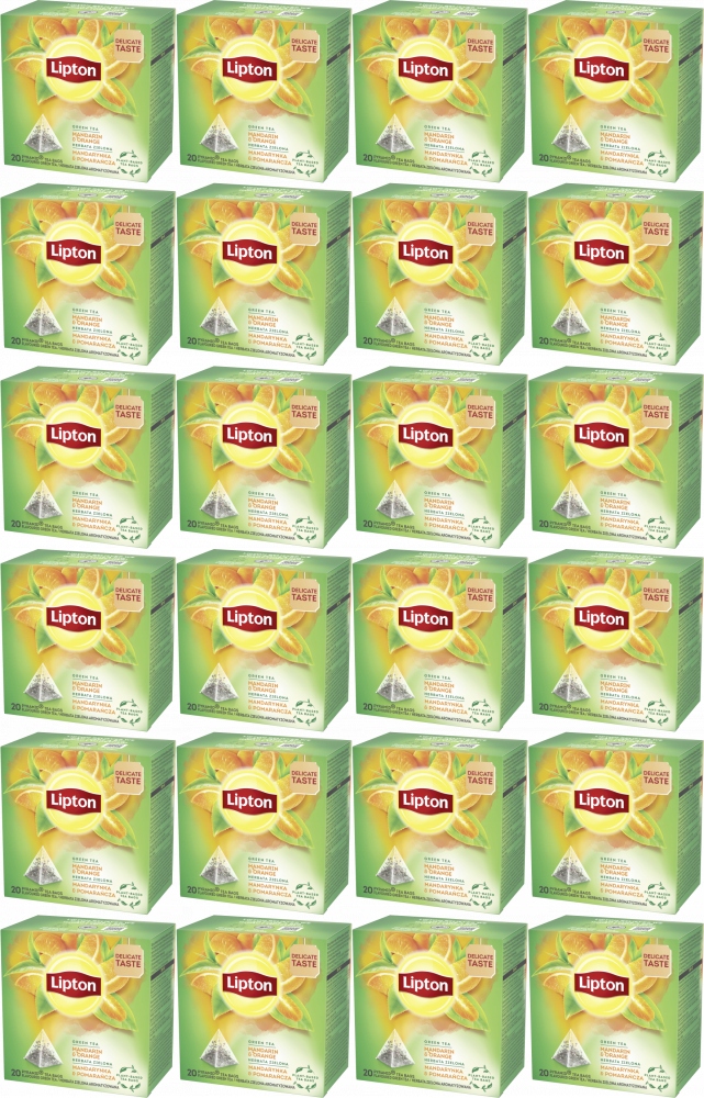 Herbata w piramidkach Lipton Green Tea mandarynka z pomarańczą 20szt x24