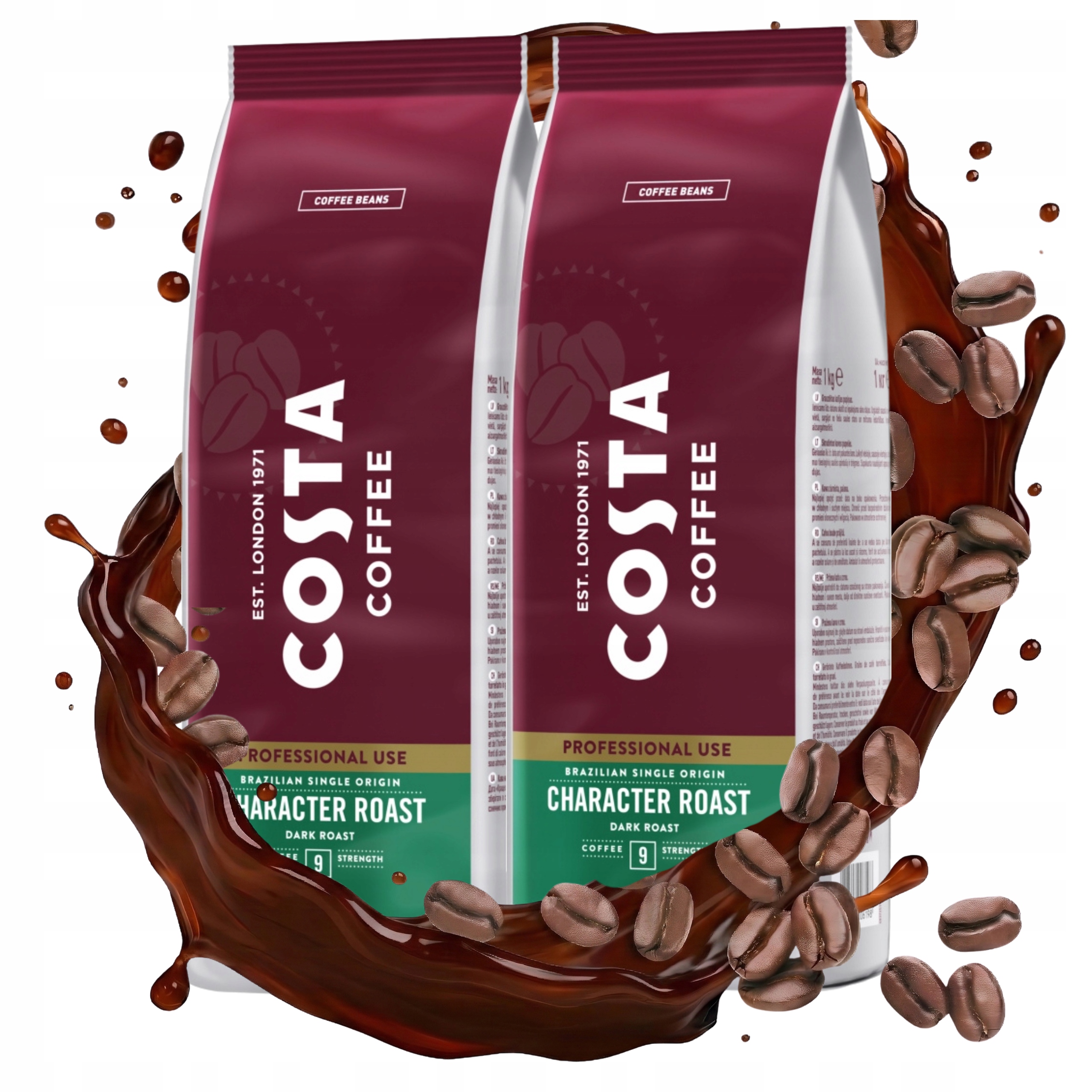 Levně Káva Zrnková Costa Coffee Arabica Caffe Crema Blend Dark Roast 2x1 kg