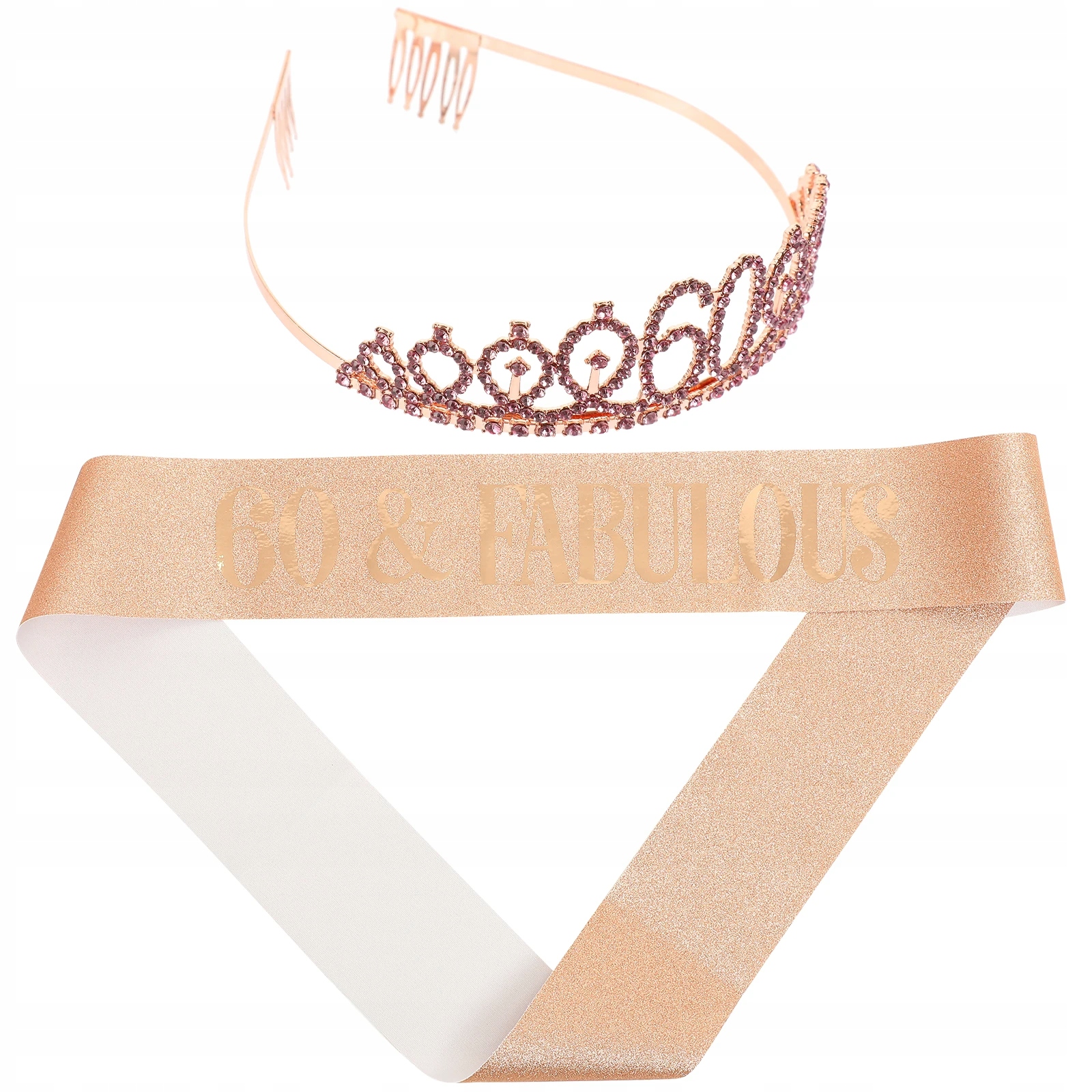 Prezenty na 60 urodziny Zestaw z koroną i szarfą Długość 1 mm