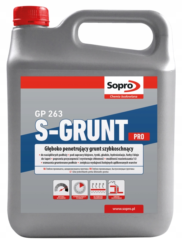 Sopro S-grunt Pro Głęboko penetrujący grunt szybkoschnący 10kg