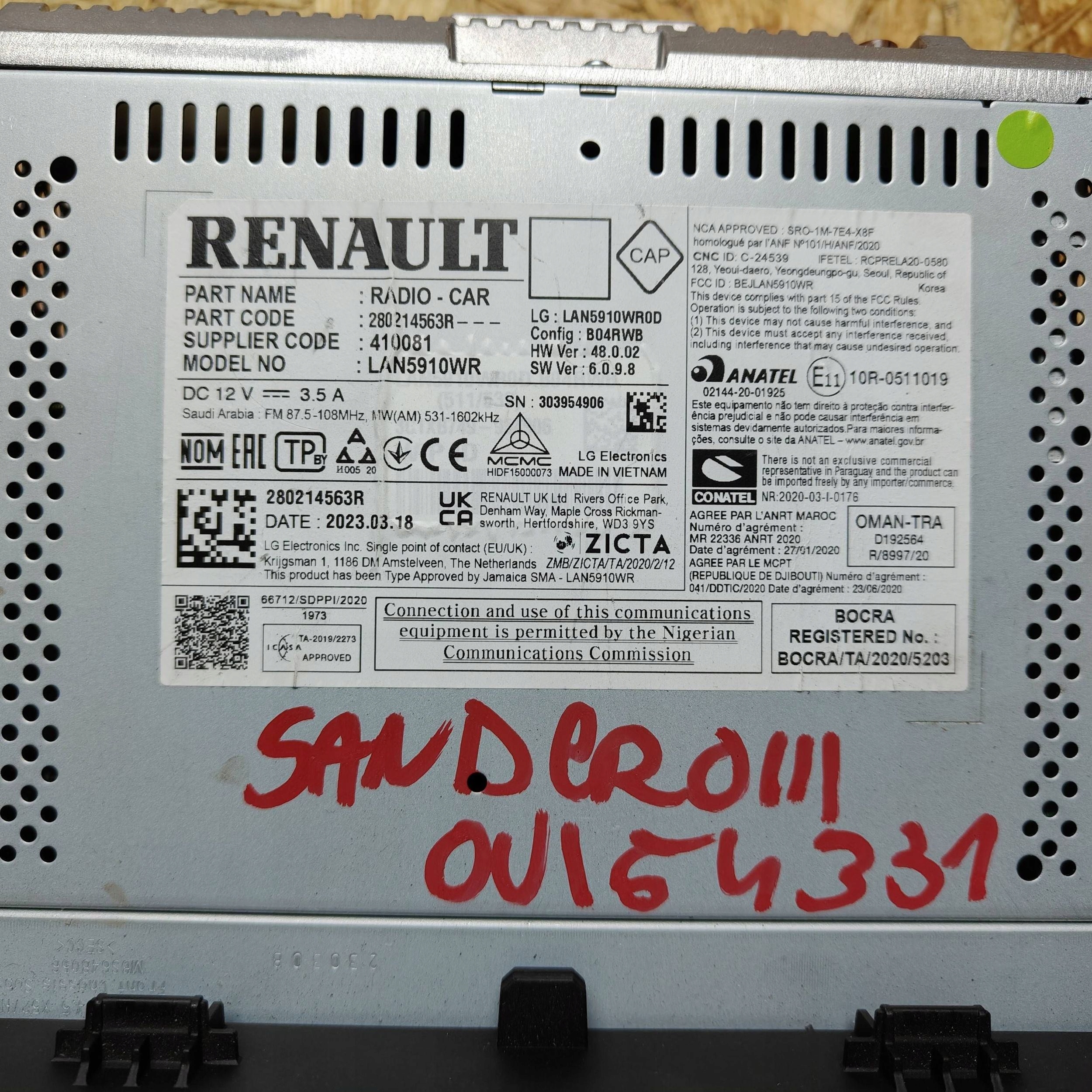 display Dacia Sandero III 280214563R