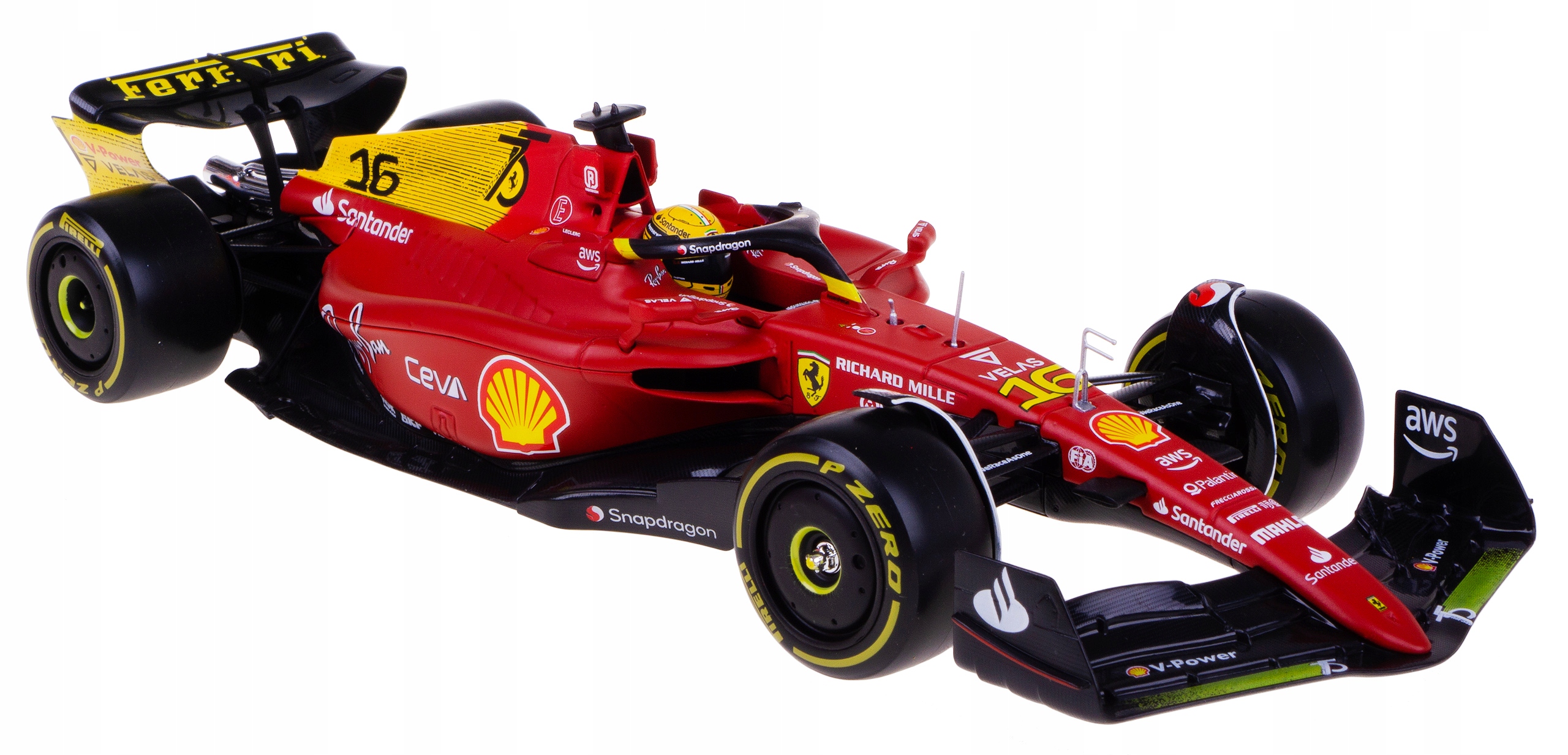 Ferrari F1-75 Monza Bolid F1 Model Kovový Bburago 1:24 #16 C. Leclerc Box