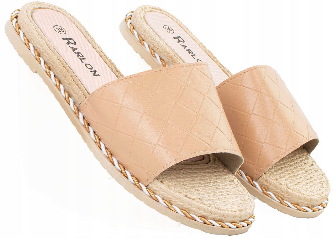 

6580 Beżowe Klapki Espadryle Damskie 40