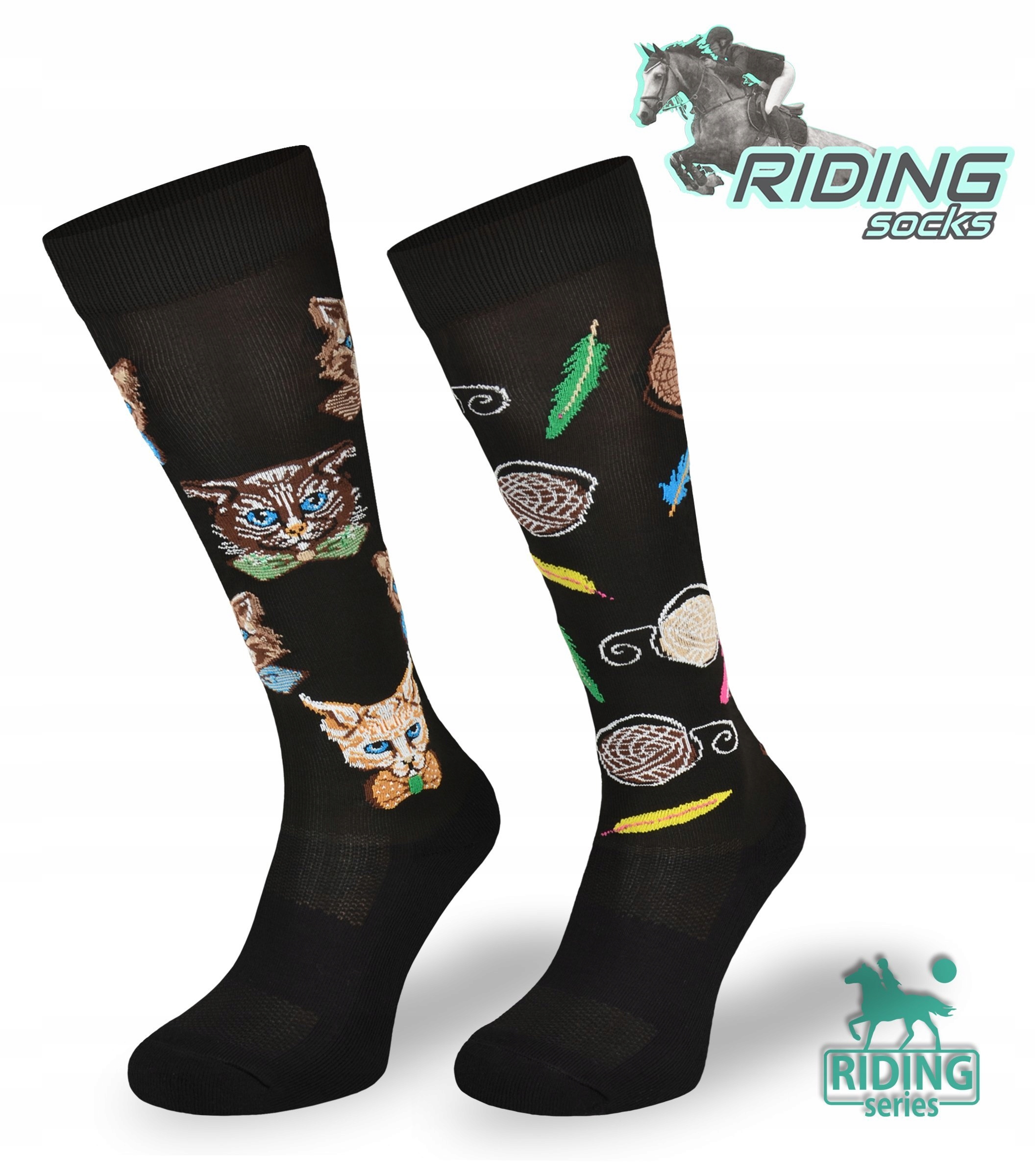 Podkolanówki jeździeckie COMODO SJP – czarne koty Kod producenta SJP