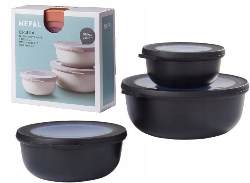 

Cirqula Zestaw 3 Miski Plastikowe Pojemniki Czarne