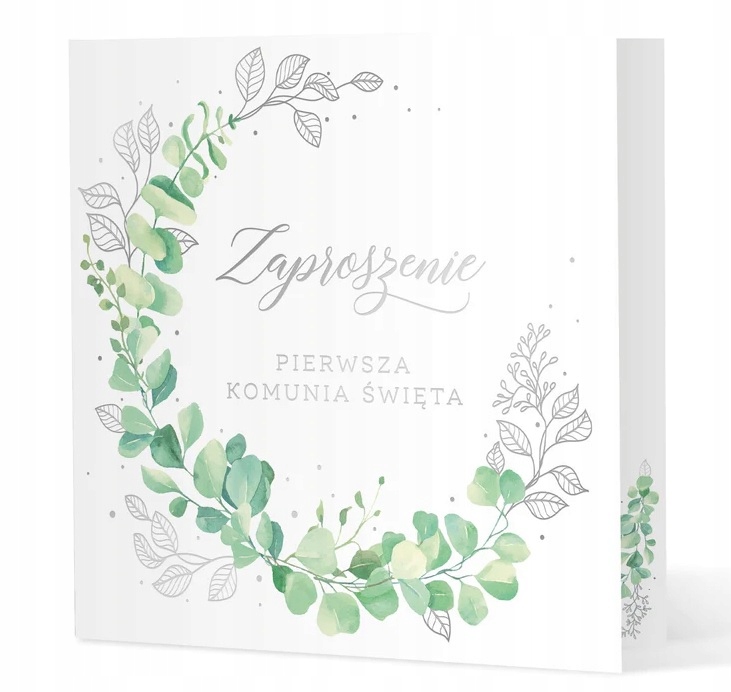 ZAPROSZENIE NA KOMUNIĘ zaproszenia 10szt,eukaliptus