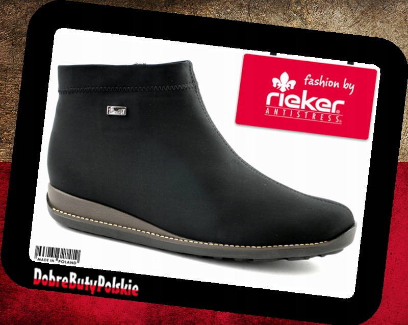 RIEKER TEX 98251 Botki damskie ortalionowe R.38 Nosek okrągły