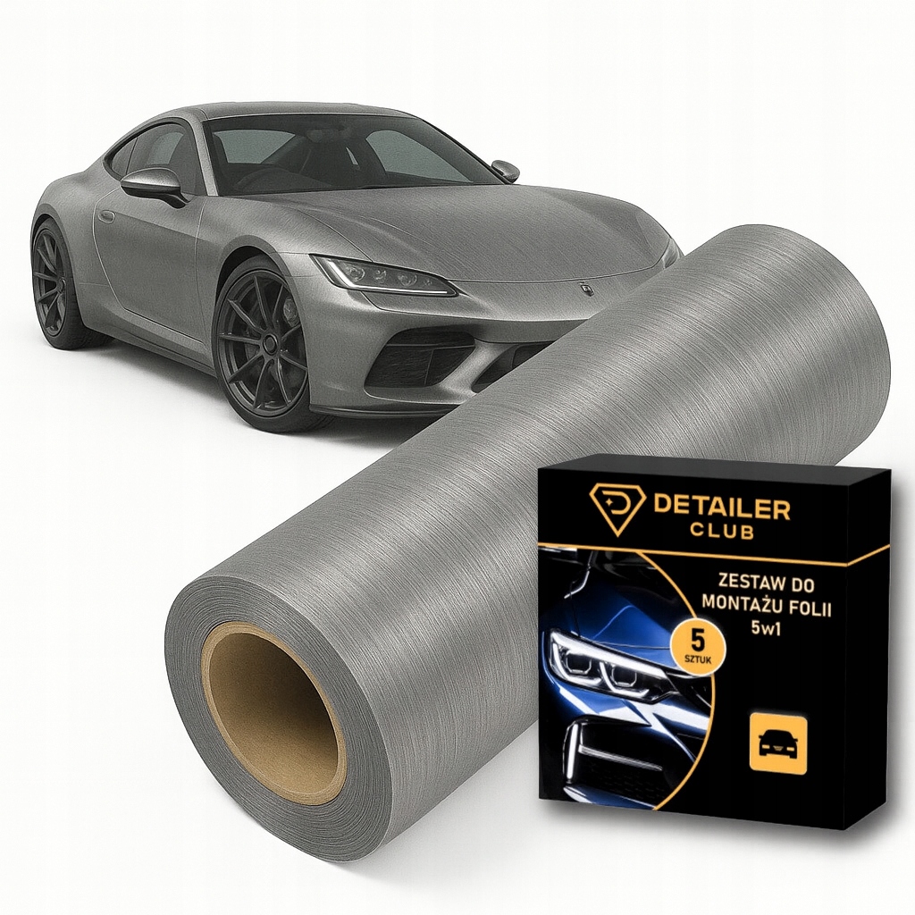 Fólie Dýha do auta z hliníku kartáčovaná světle šedá 152 x 300 cm sada