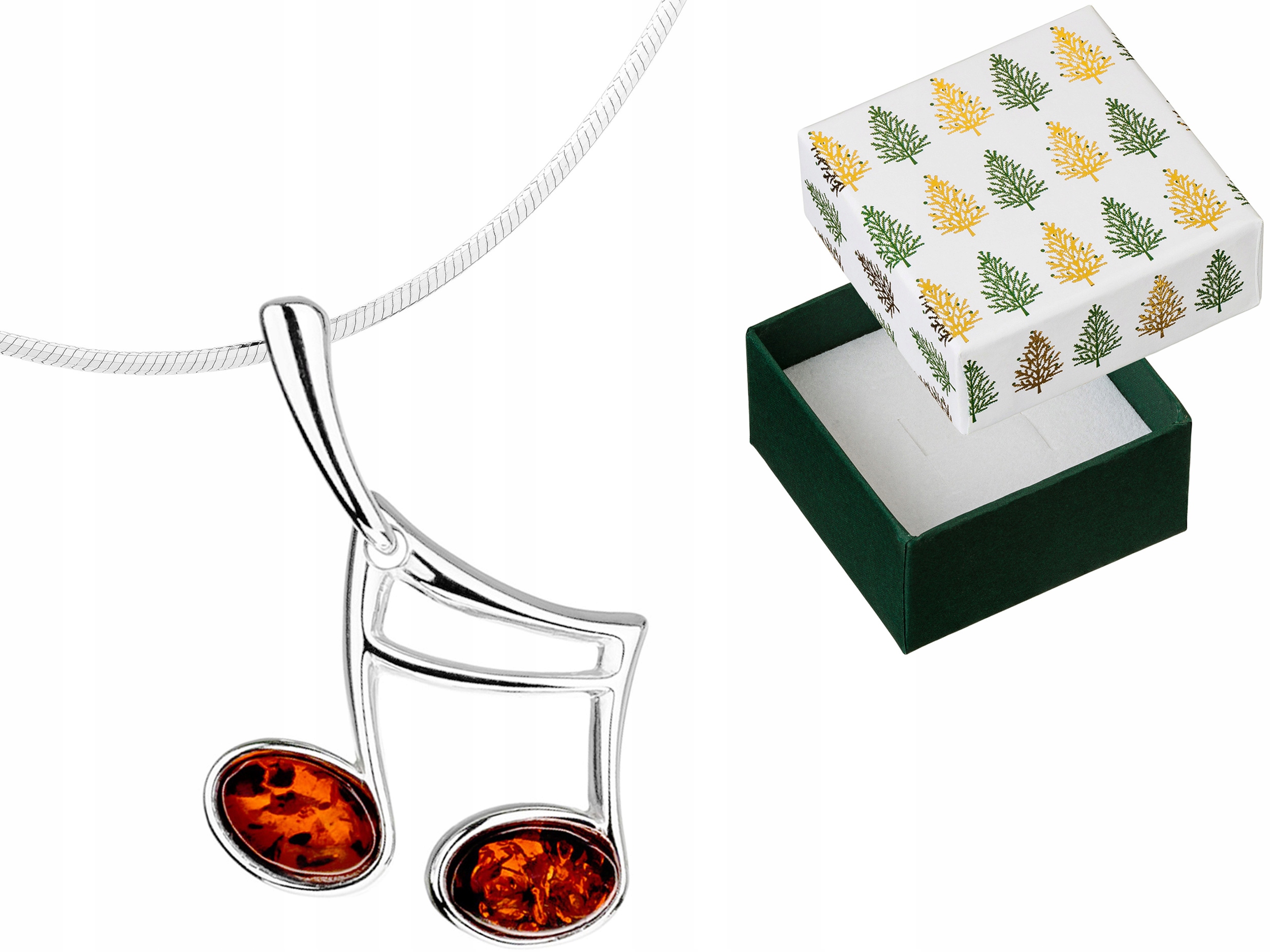 Stříbrný náhrdelník Nutka Šestnáctka s jantarovou notou Stříbro 40 cm