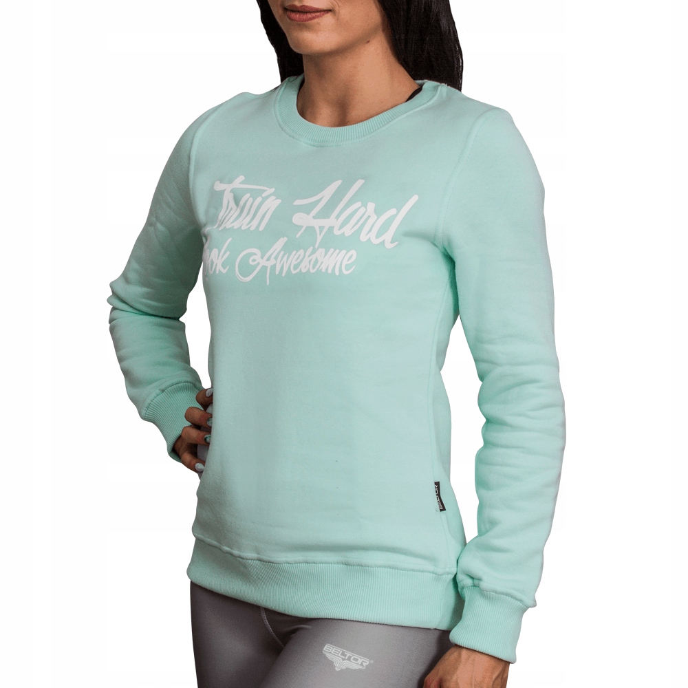 Beltor Bluza Damska Crewneck Train Hard Look Awesome Miętowa Rozmiar M