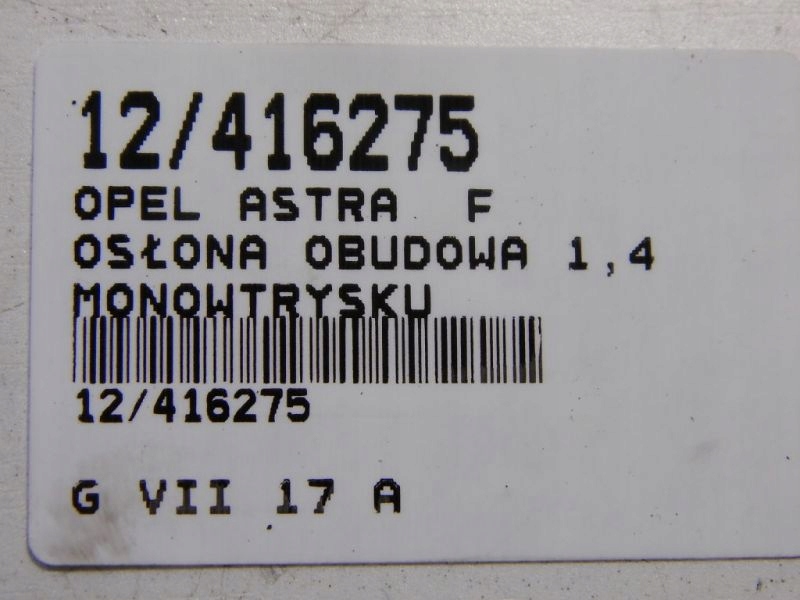 OPEL ASTRA F OSŁONA OBUDOWA 1,4 MONOWTRYSKU Typ samochodu Samochody osobowe