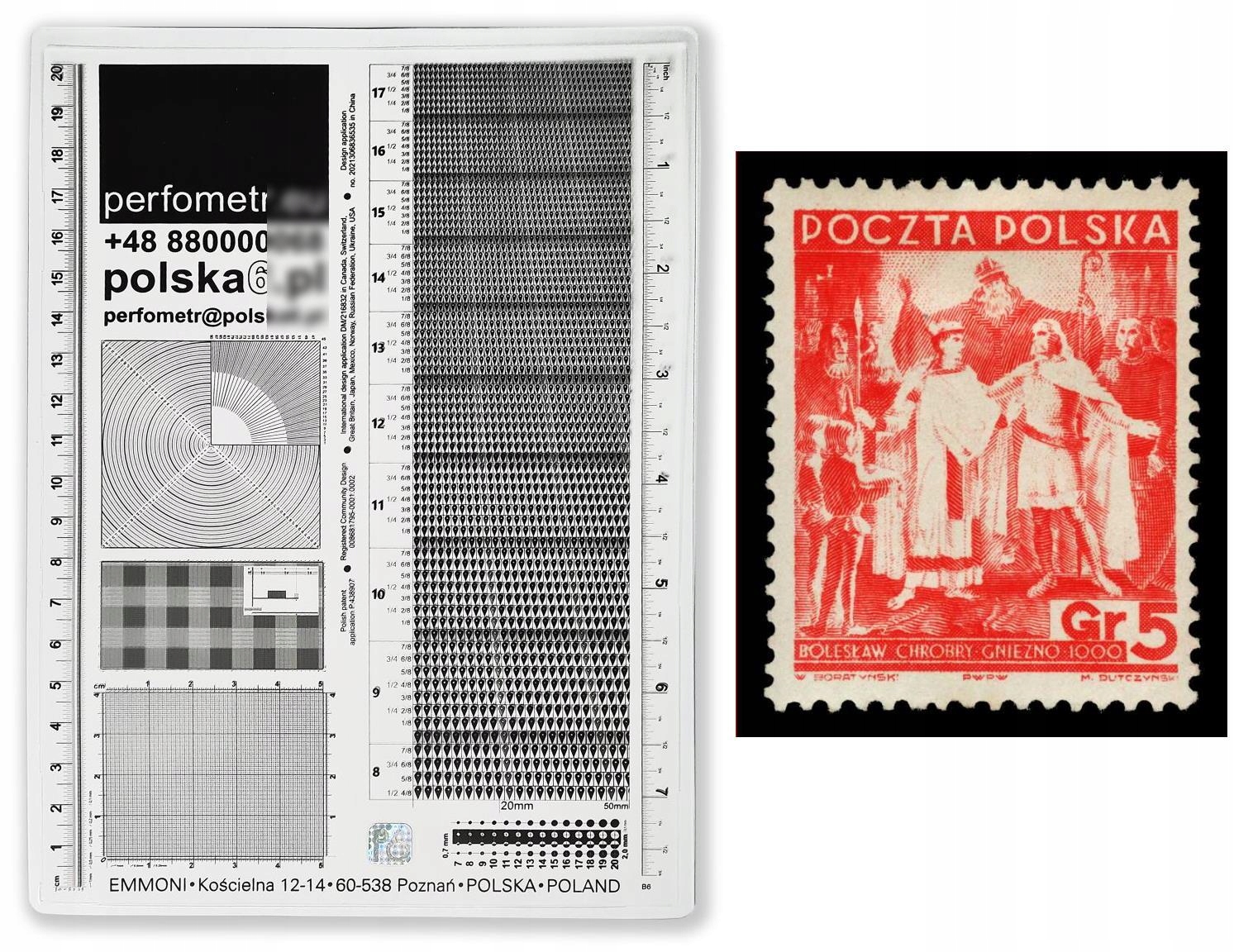 310 PERFOMETR 1/8 B6 MONO profesjonalny ząbkomierz PROFES PERFORATION GAUGE