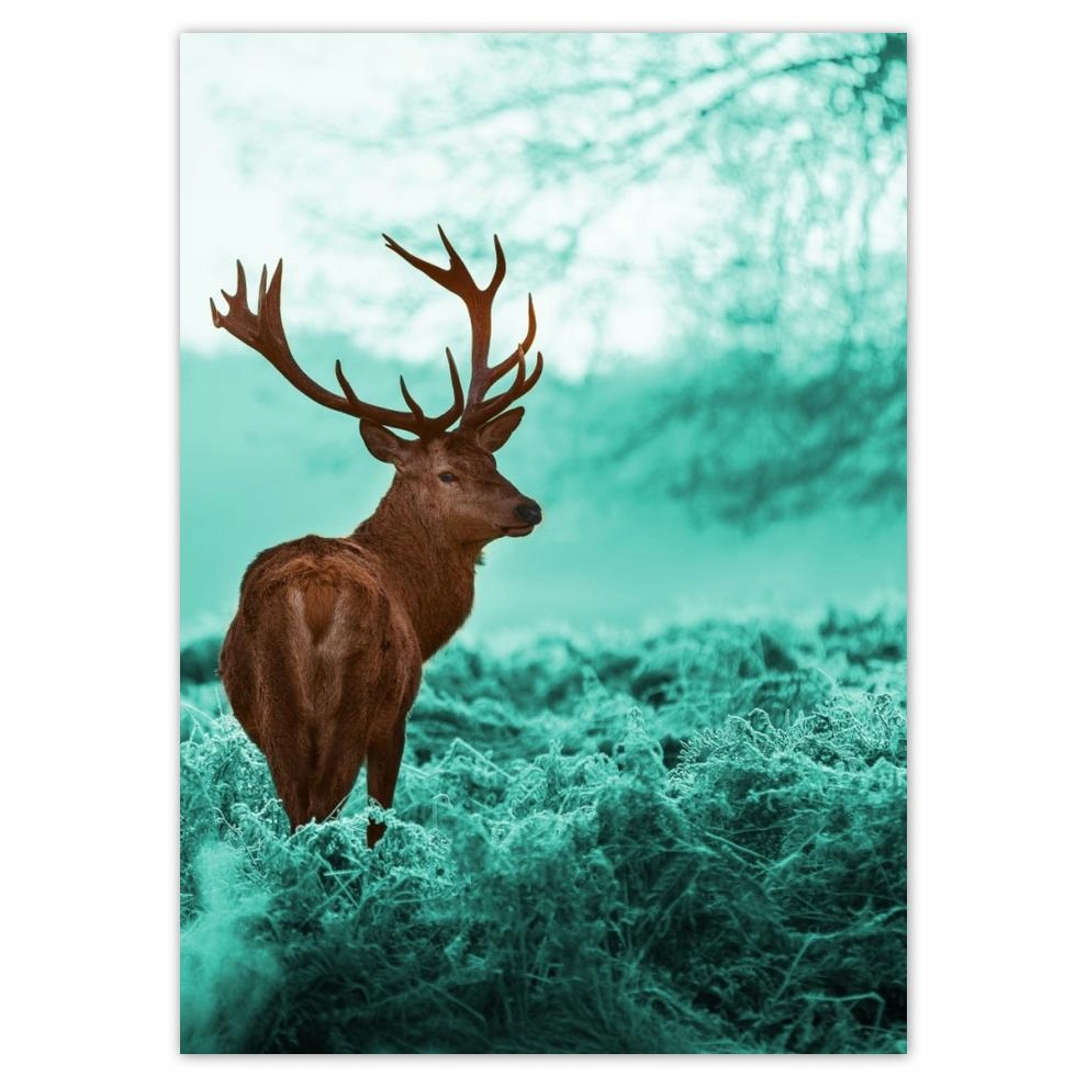 

Naklejki 50x70 Jeleń w turkusowym lesie