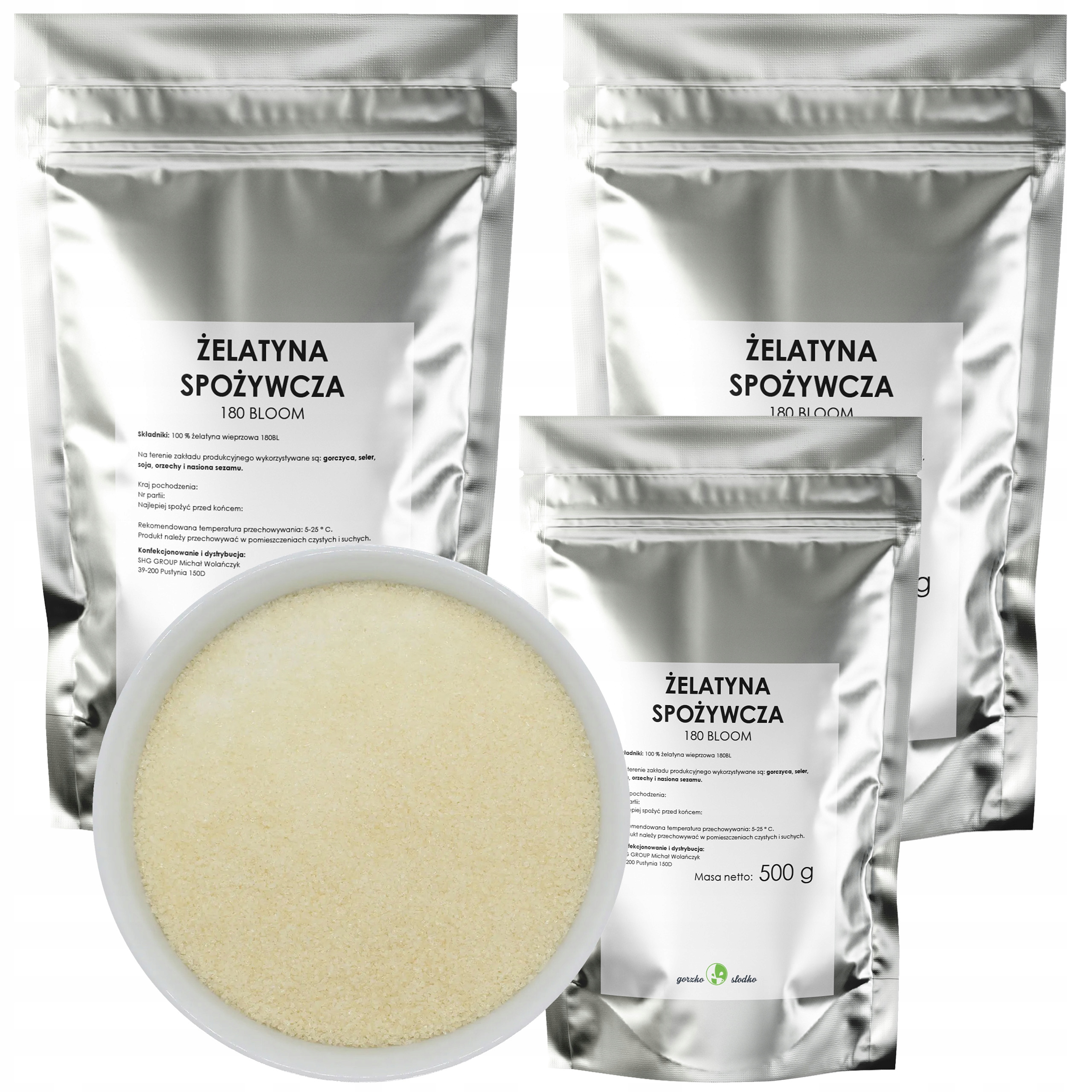 Żelatyna spożywcza 2,5 kg wieprzowa 180 Bloom na stawy Gorzko Słodko
