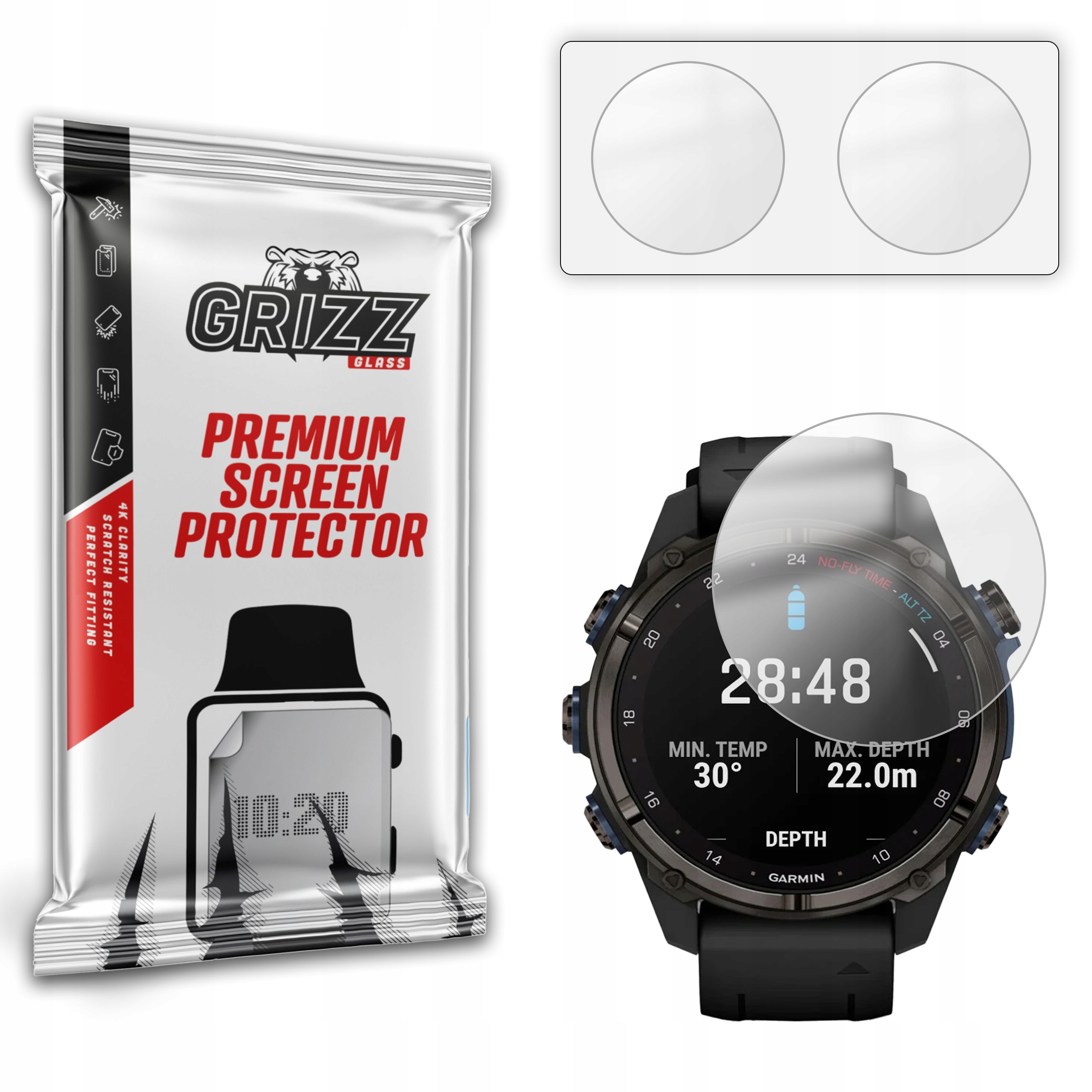 2-PAK Antyodciskowa folia ochronna do Garmin Descent Mk3 43mm