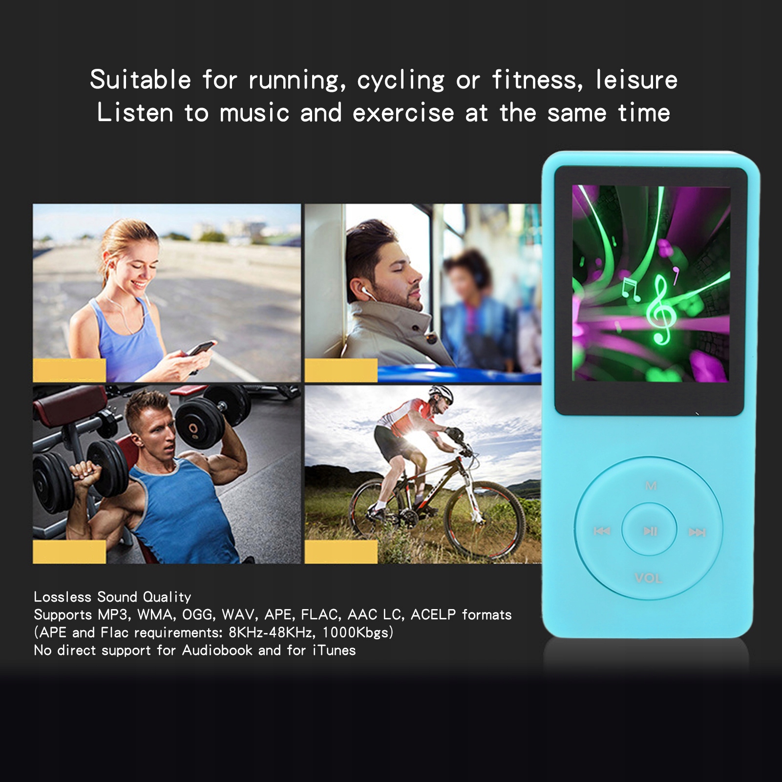 ODTWARZACZ MP3/MP4/WMA/OGG /WAV/AP/FLAC/AAC LC/ACELP 8GB MINI WALKMAN Obsługa kart pamięci tak