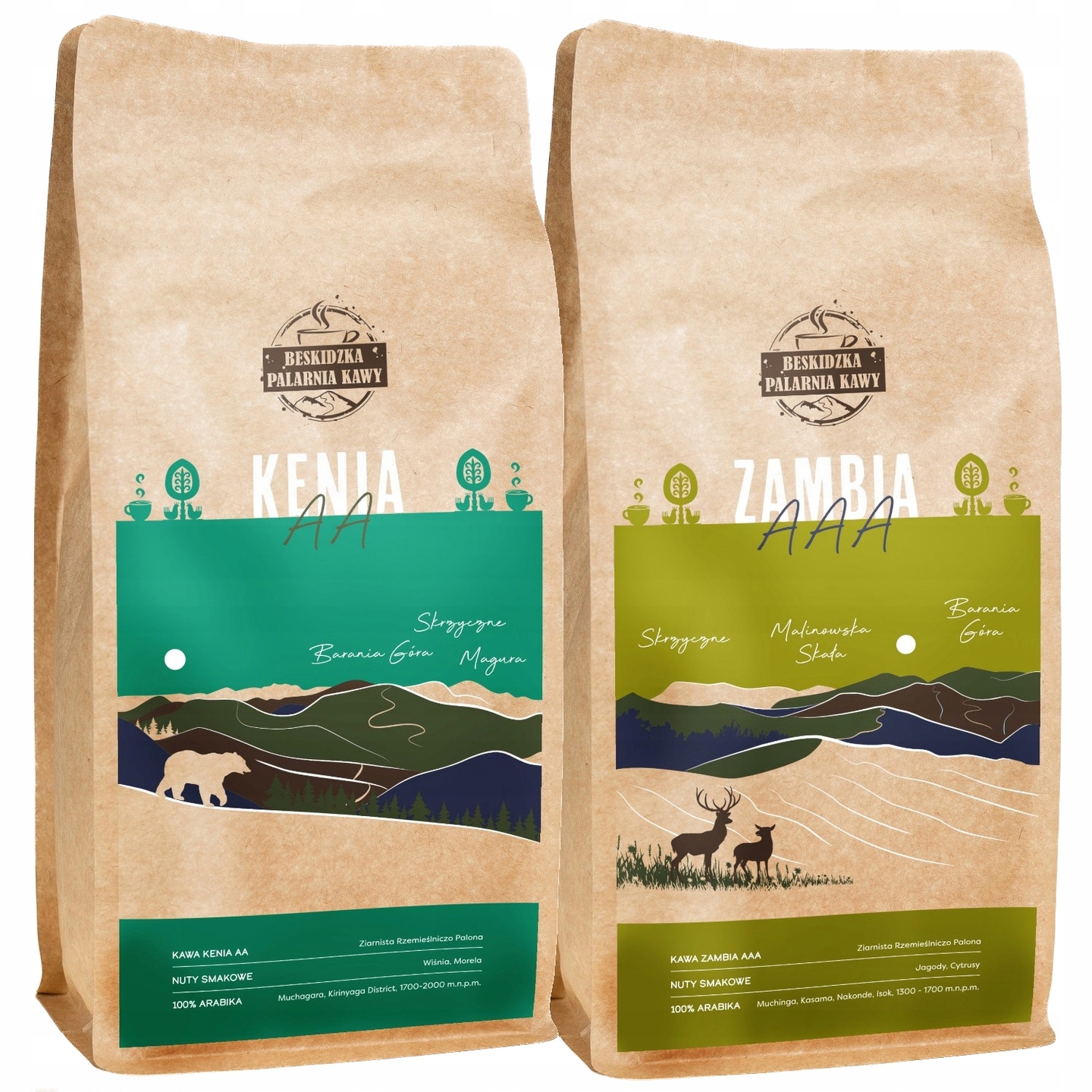 Levně Čerstvě Pražená Káva Zrnková Keňa Aa 1KG Zambie Aaa 1KG 100% Arabica