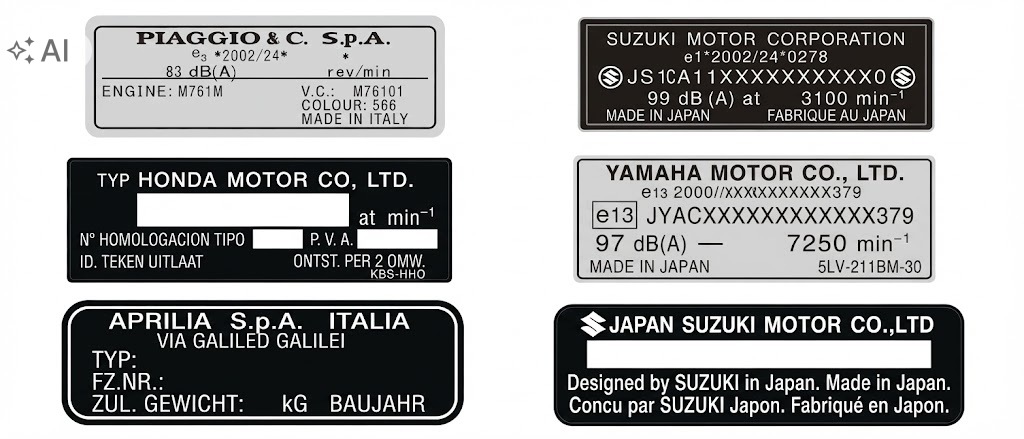 Tabliczka Naklejana Znamionowa Motocykl Skuter Zastępcza Każda Marka