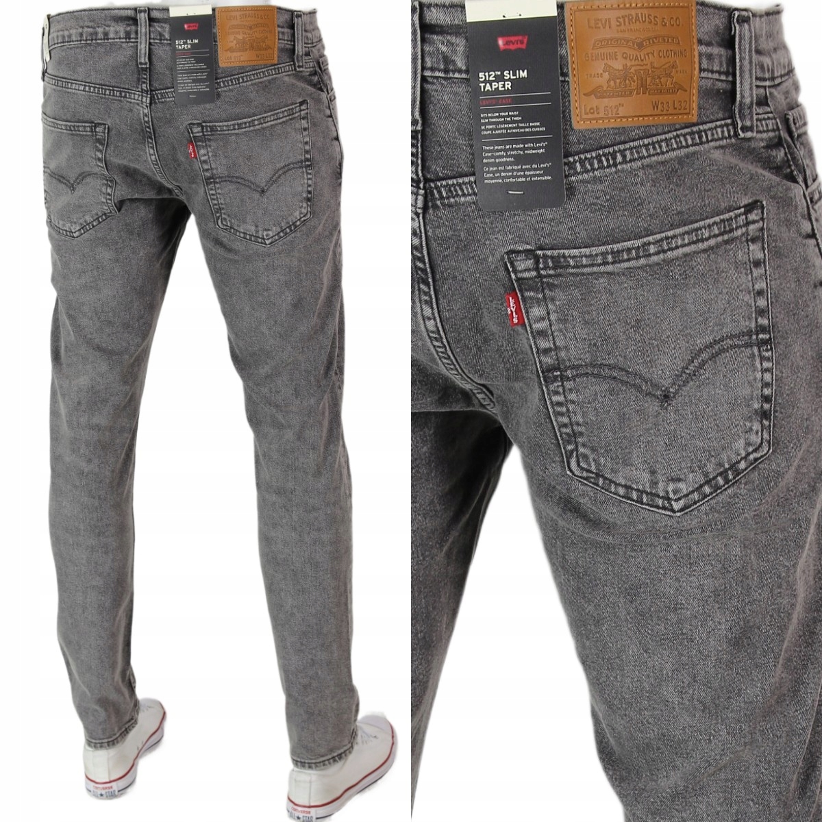 Levi's 512 Taper Slim Jeansy Tapered Zwężane "grey" W34 L32