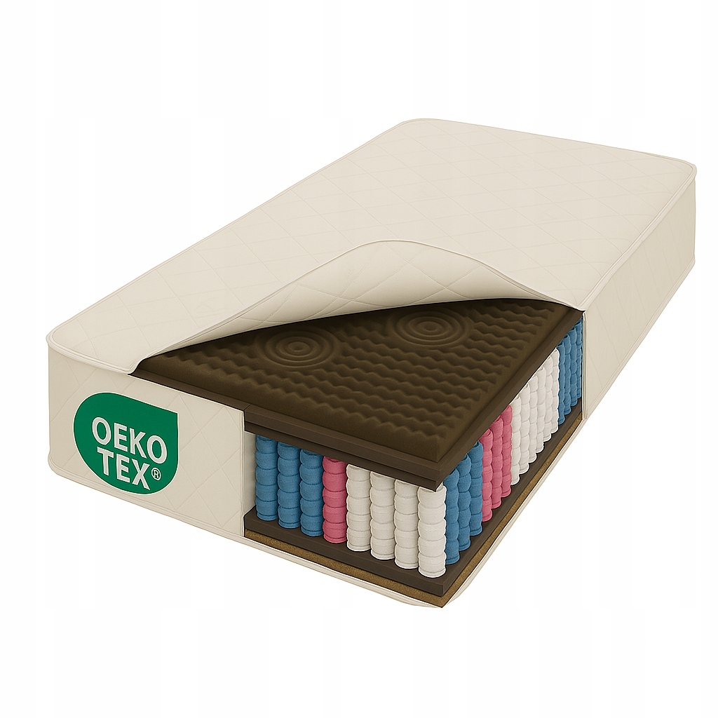 Matrace 140x200 tvrdá pružinová s kokosovou kapsou pro páry Negro dvoulůžková