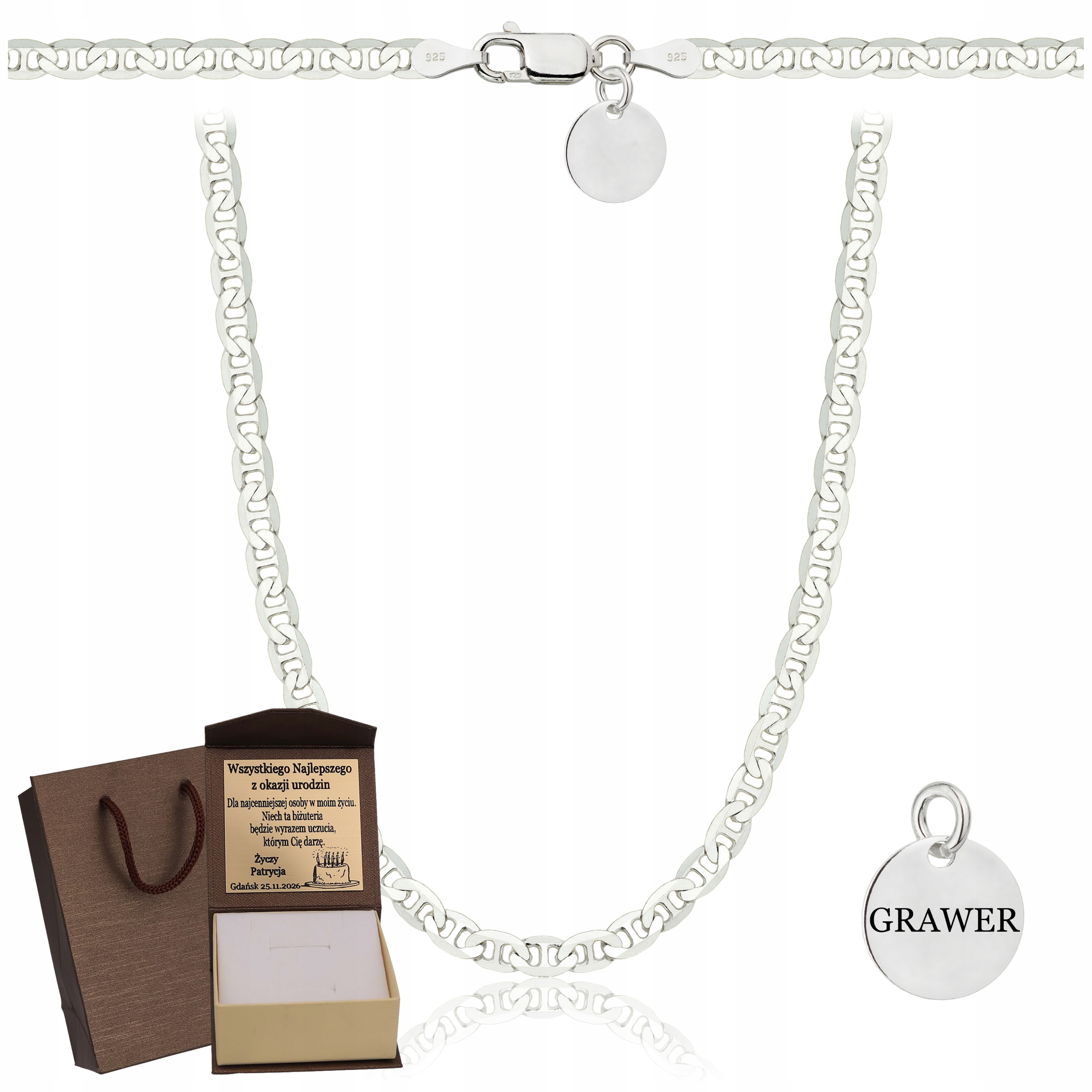 Pánský Stříbrný Řetízek Gucci Ryzost 925 S Bonus Gravírování Zdarma