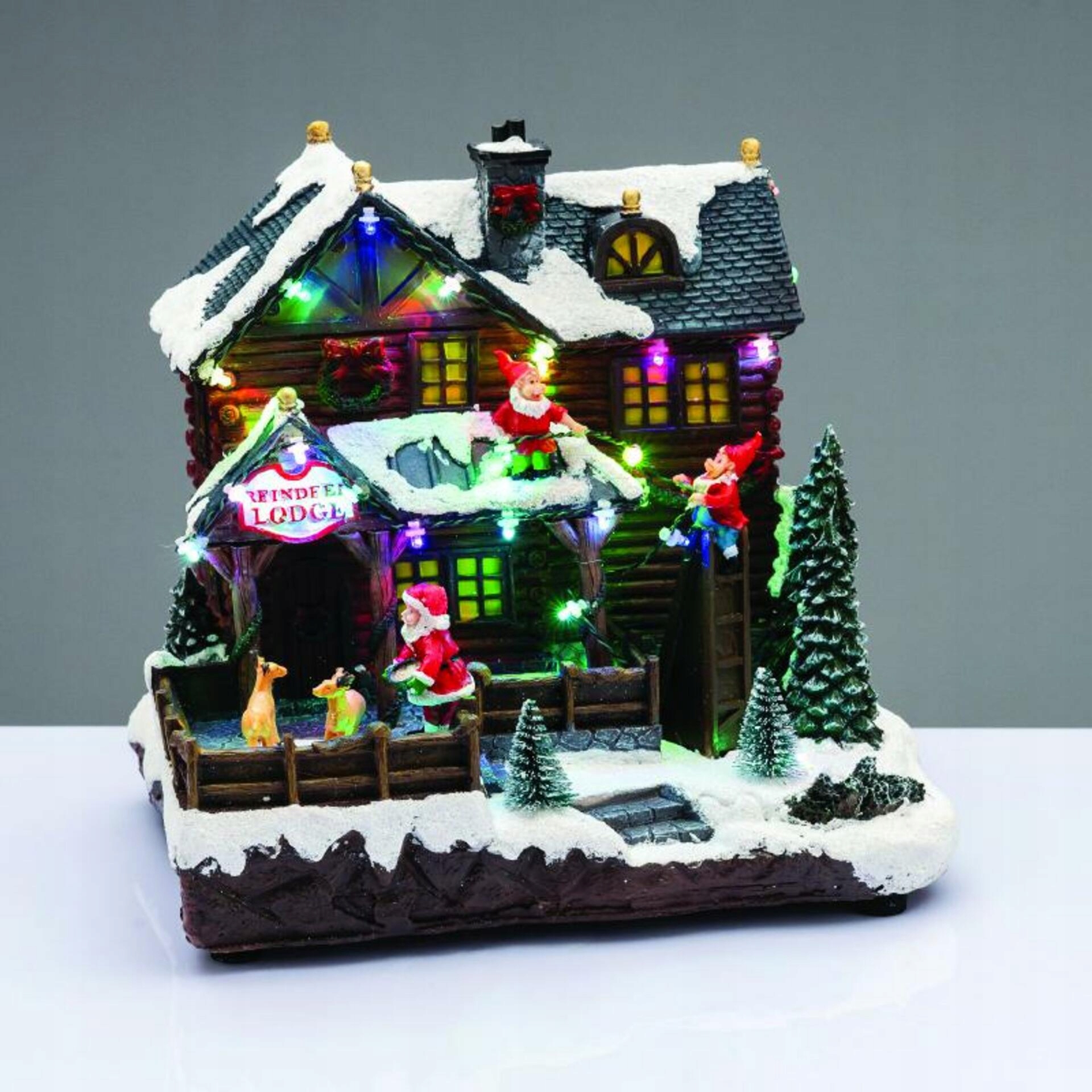 Aca Lighting Vianočné dekorácie Led s premenlivými farbami dom so zvieratkami s