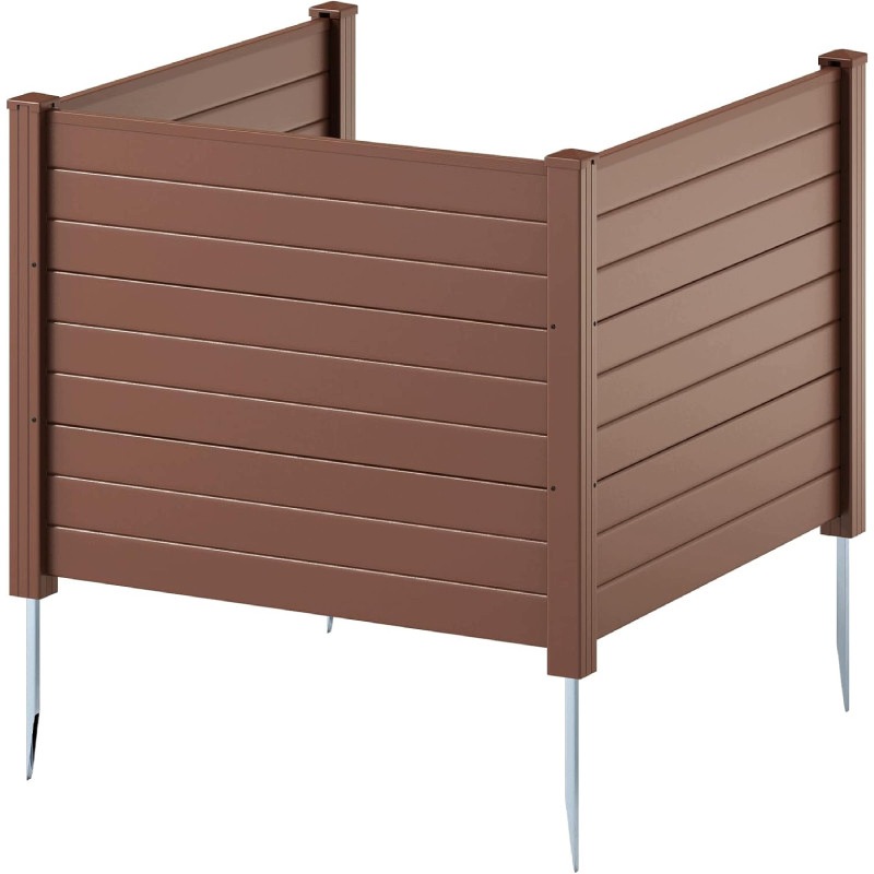Dekorační zahradní plot B0GPWQ3S2J, 3 panely, 95 x 122 x 7 cm, hnědý