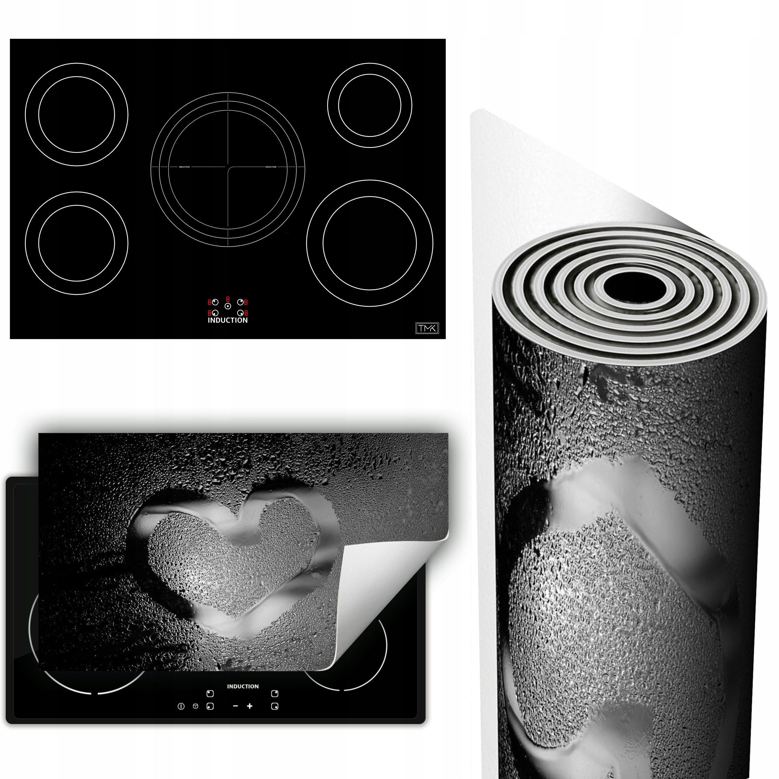 Vinylová Podložka Ochrana Kuchyňské Desky 90x52 šedá srdce