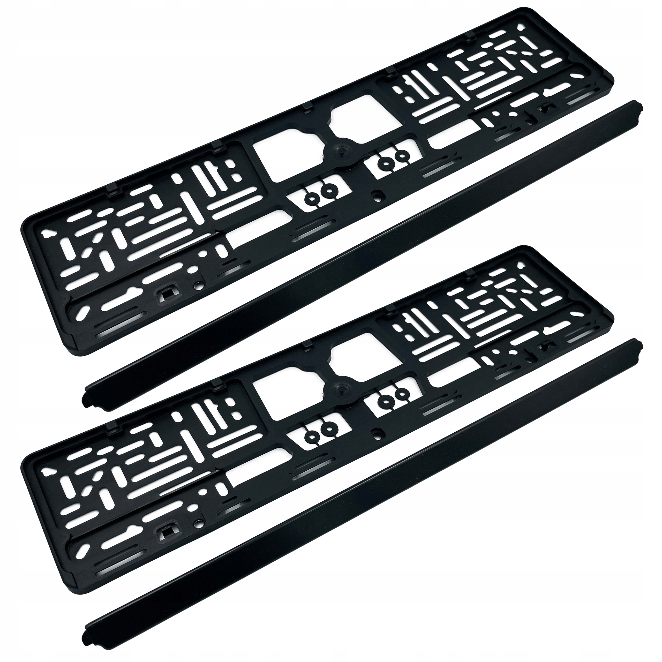 2x Ramki Pod Tablice Rejestracyjną Czarne Zestaw komplet ramek do tablic