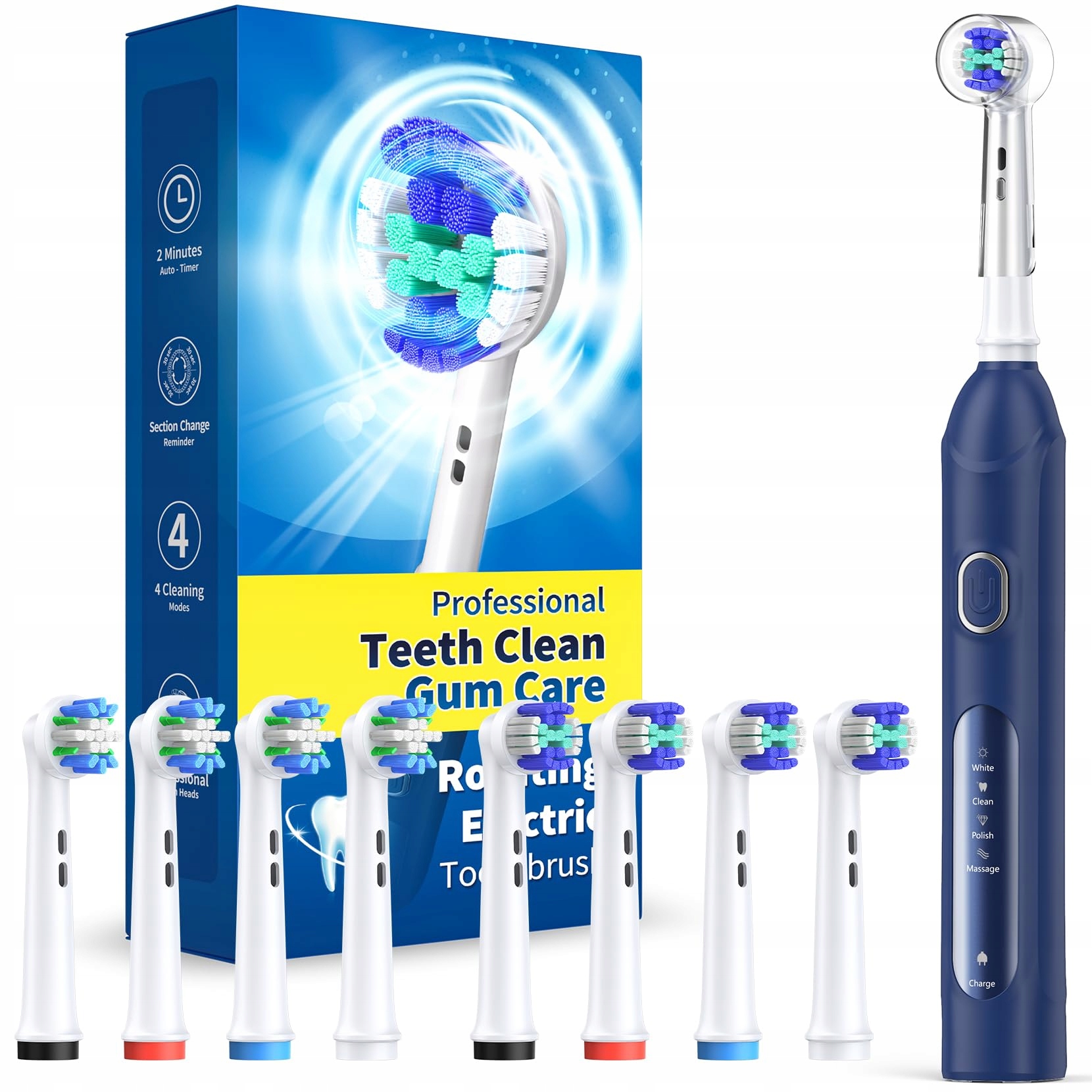 TEETHEORY Elektryczna Szczoteczka Obrotowa 8 Główki 4 Tryby