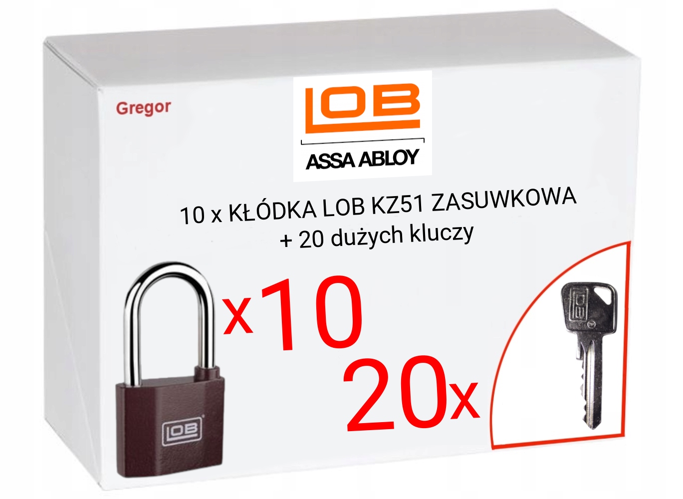 20 Kluczy 10 x kłódka Lob KZ51 zasuwkowa 20 kluczy Dużych Kluczy system