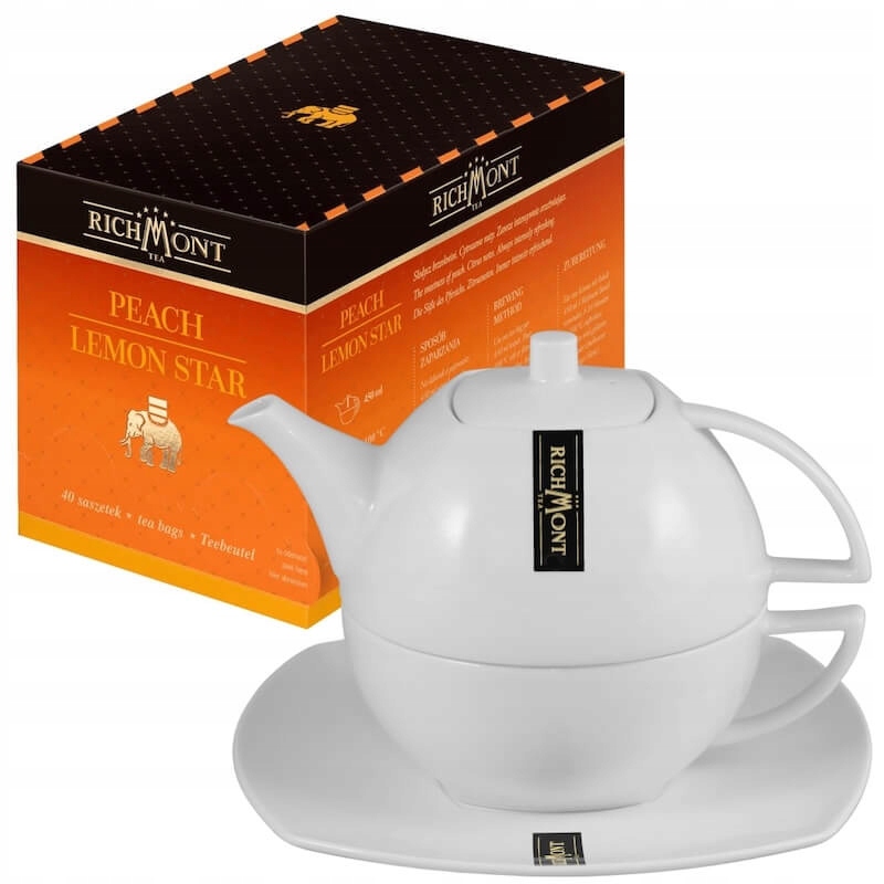 Herbata Richmont Peach Lemon Star 40x6g z porcelanowym dzbankiem Duo