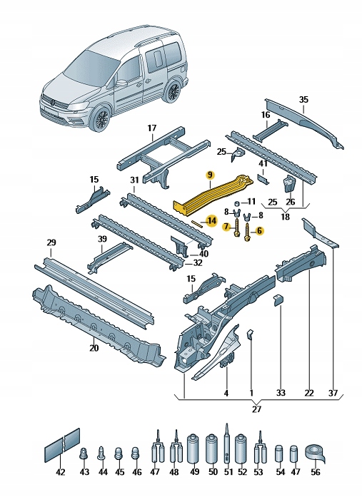 PLASKOWNIK MOCOWANIE KOLA ZAPASOWEGO VW Caddy ASO Part number 2K0801903