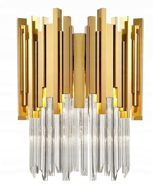 Zlatá Krištáľová Nástenná Lampa S Trojfarebnou Žiarovkou 3000K 4500K 6000K