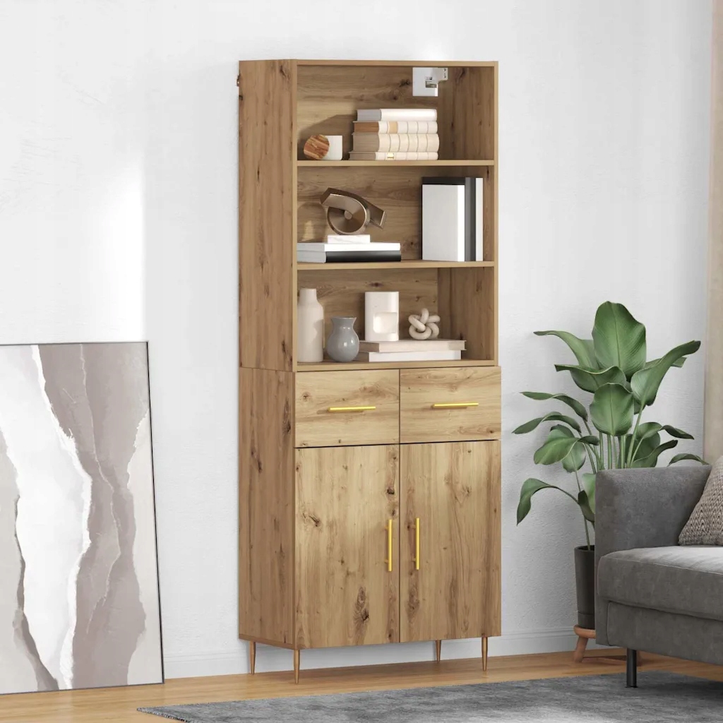 vidaXL Vysoký bufet Artisanový dub 69,5 x 34 x 180 cm kompozitní dřevo