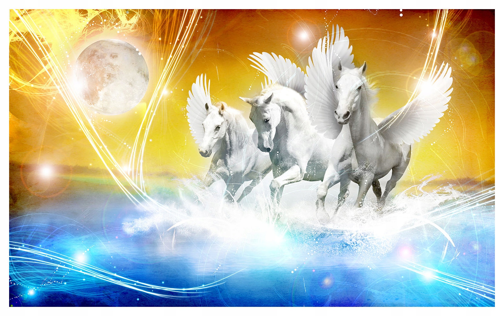 Fototapeta Kone okrídlené vinylová fantázia na pozadí mesiaca 312x219 lepidlo