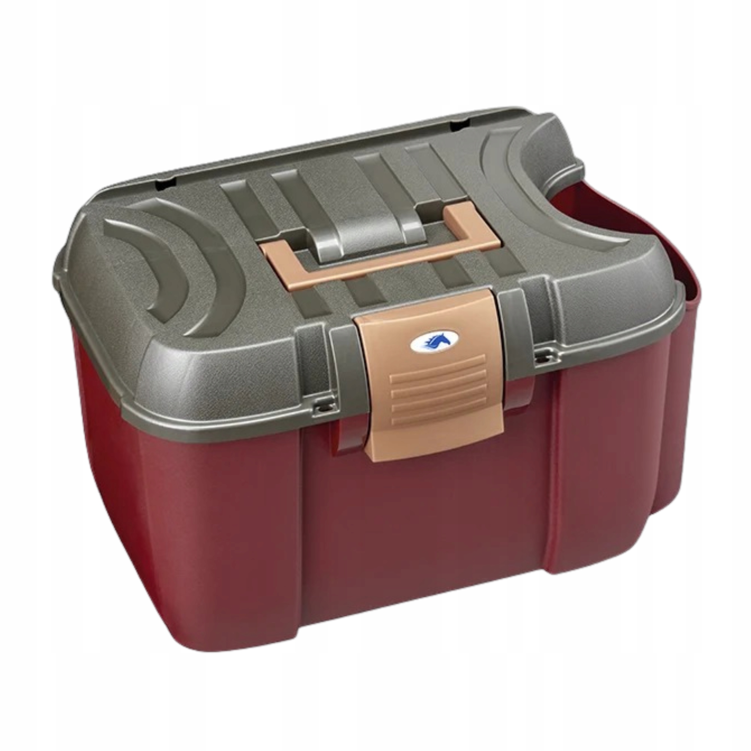 Skrzynka Jeździecka Na Szczotki Na Kosmetyki Dla Konia Bordowo Szara Duża