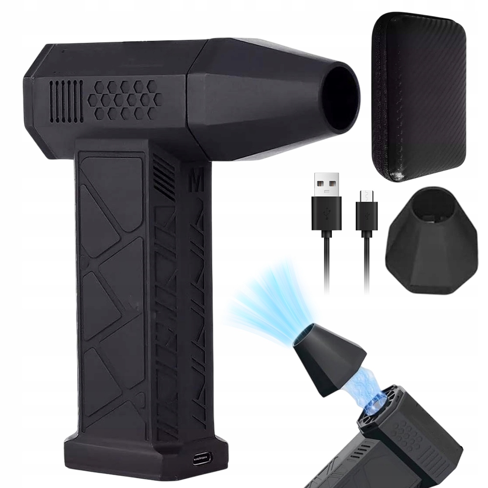 20W Výkonný Turbo Ventilátor, 3 Rychlosti Regulace, Černý