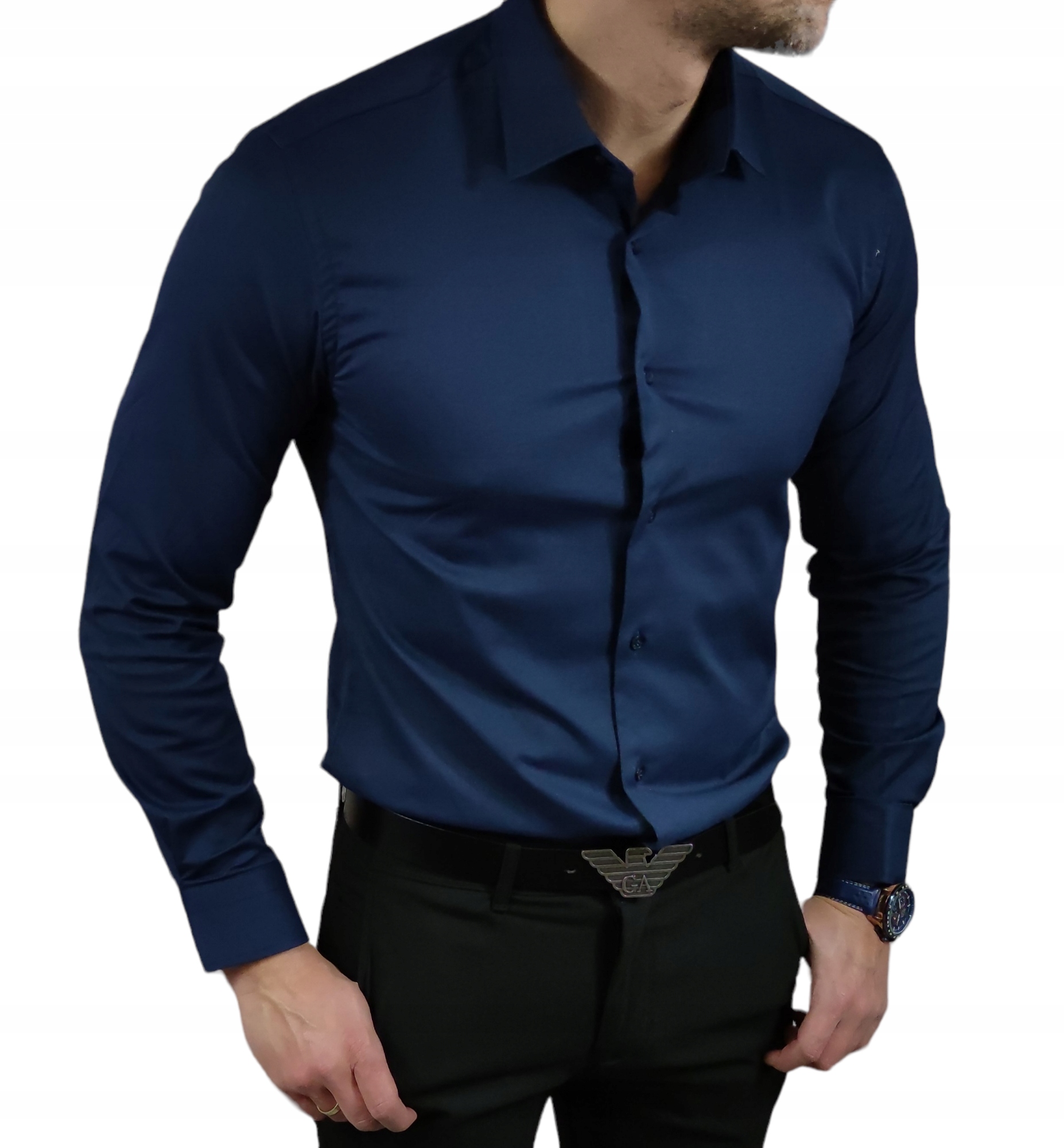 Klasická slim fit košile tmavě modrá elegantní ESP06 M