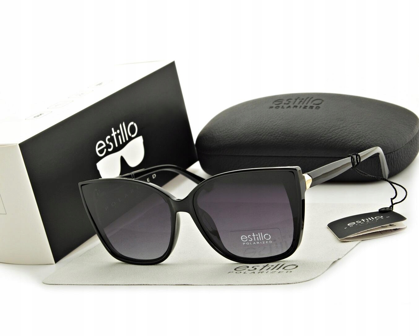 DAMSKIE Okulary POLARYZACYJNE Kocie Oczy Estillo PRZECIWSŁONECZNE UV400